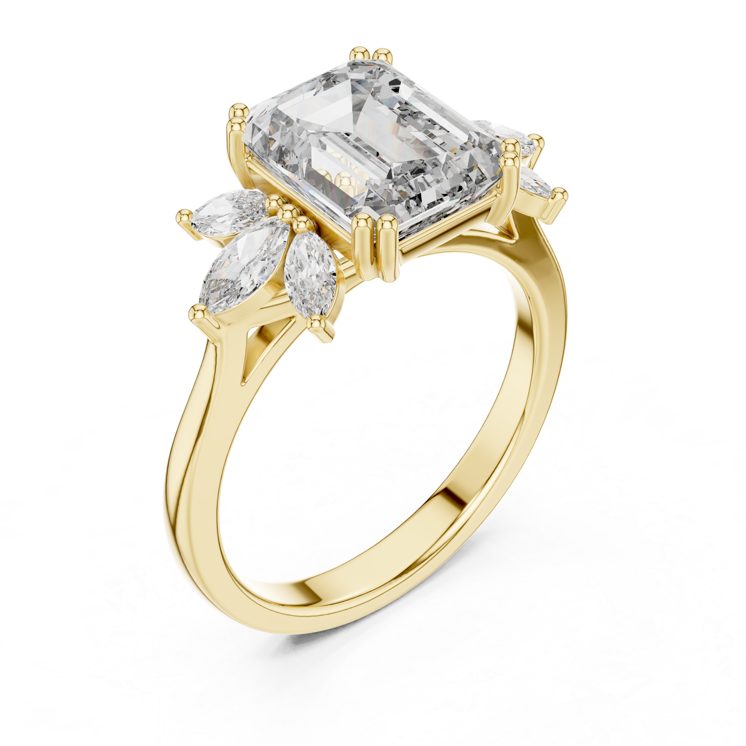 1.5 Carat Fancy Emerald Cut Moissanite Ring