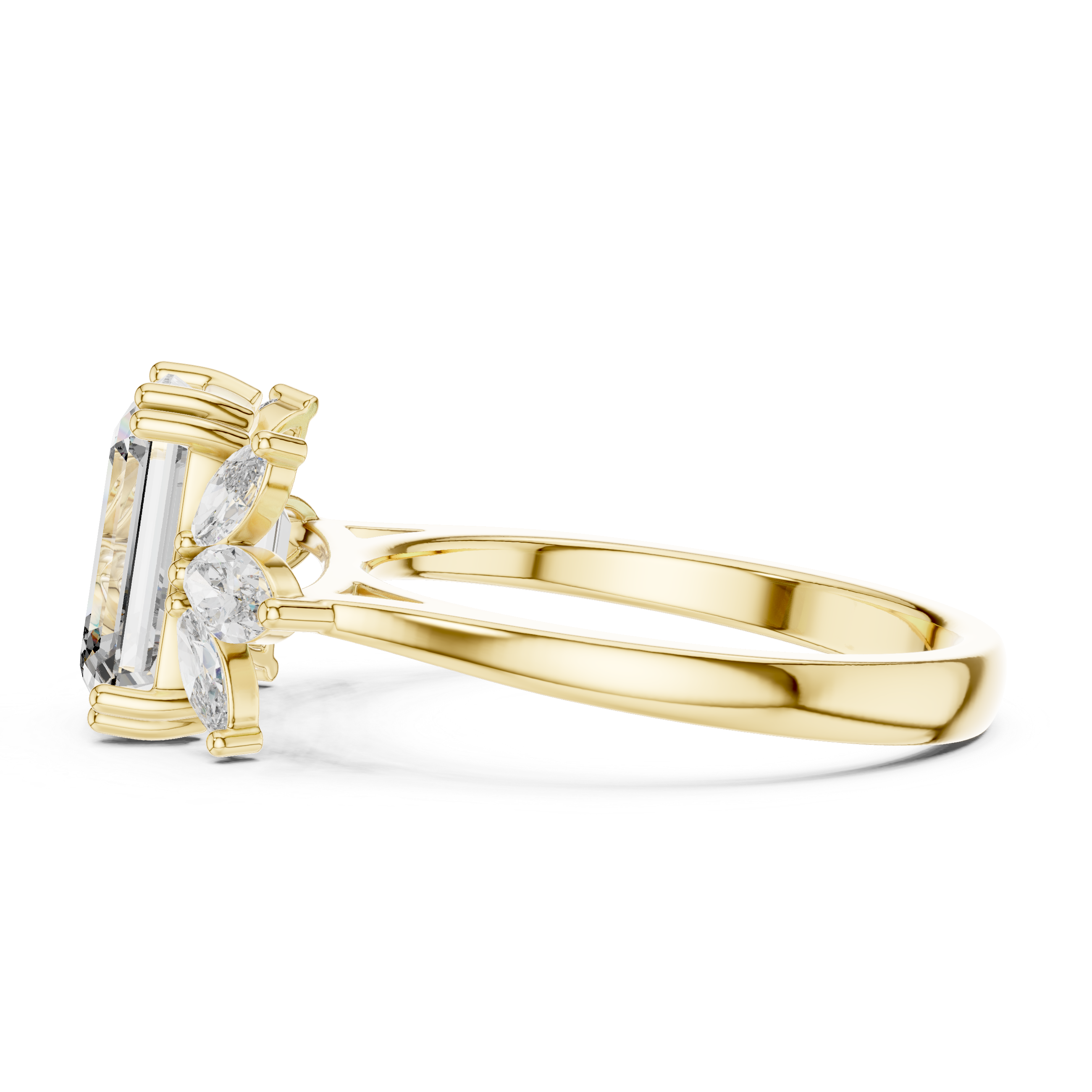 1.5 Carat Fancy Emerald Cut Moissanite Ring