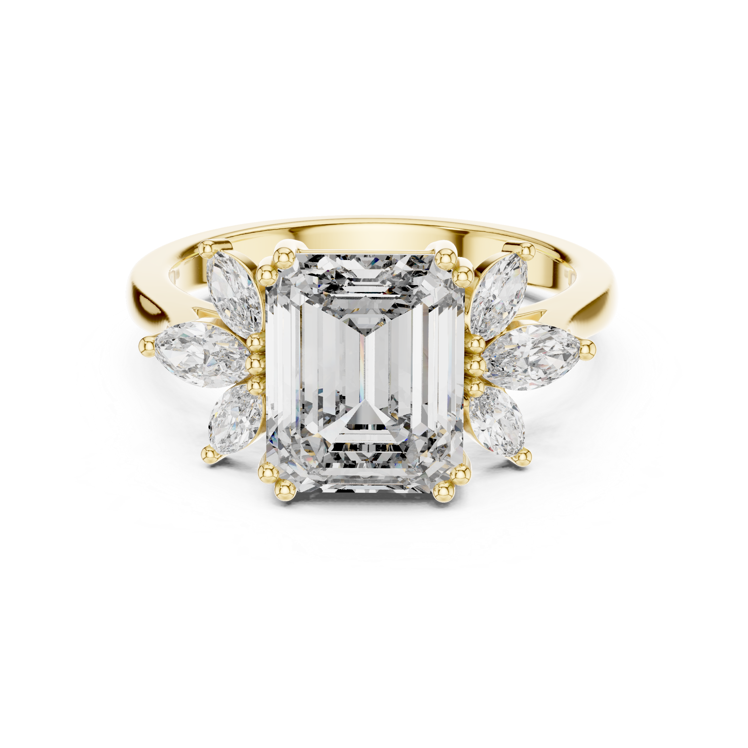 1.5 Carat Fancy Emerald Cut Moissanite Ring