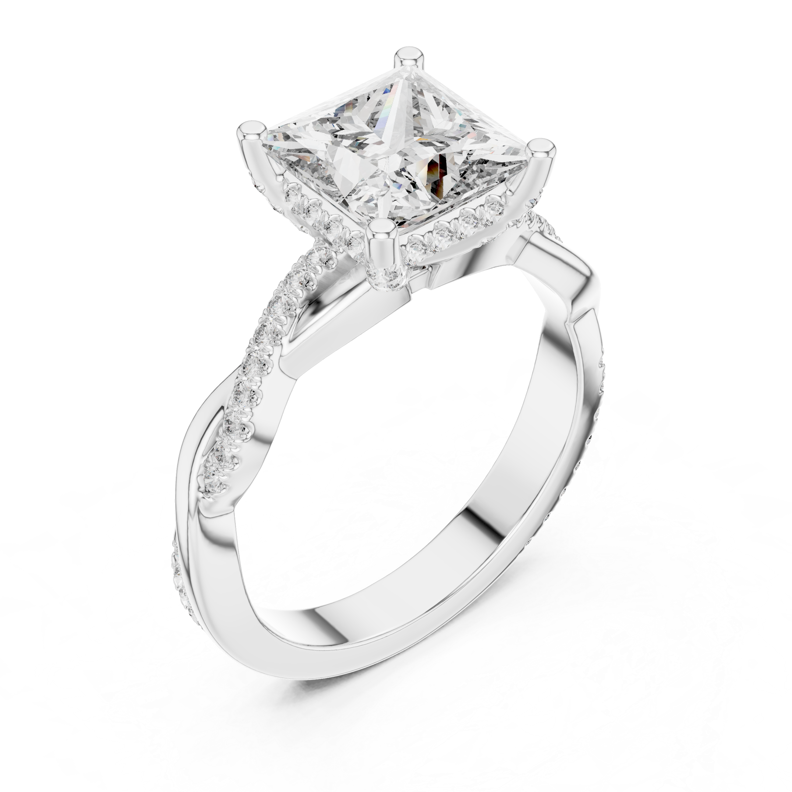 2.3 Carat Princess Cut Moissanite Ring