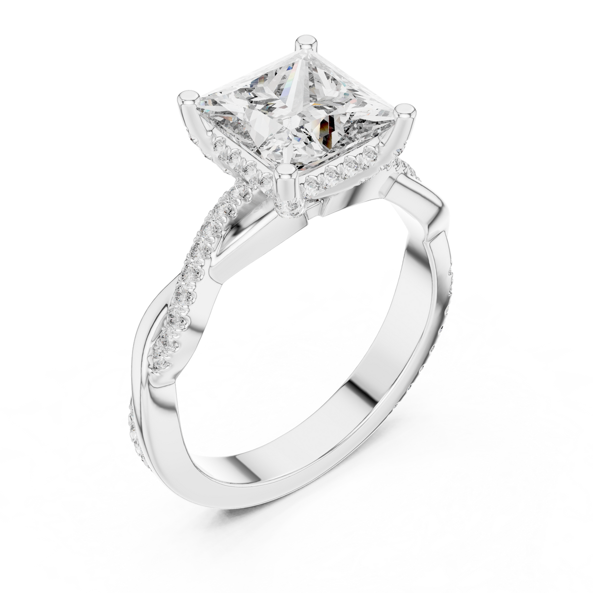 2.3 Carat Princess Cut Moissanite Ring