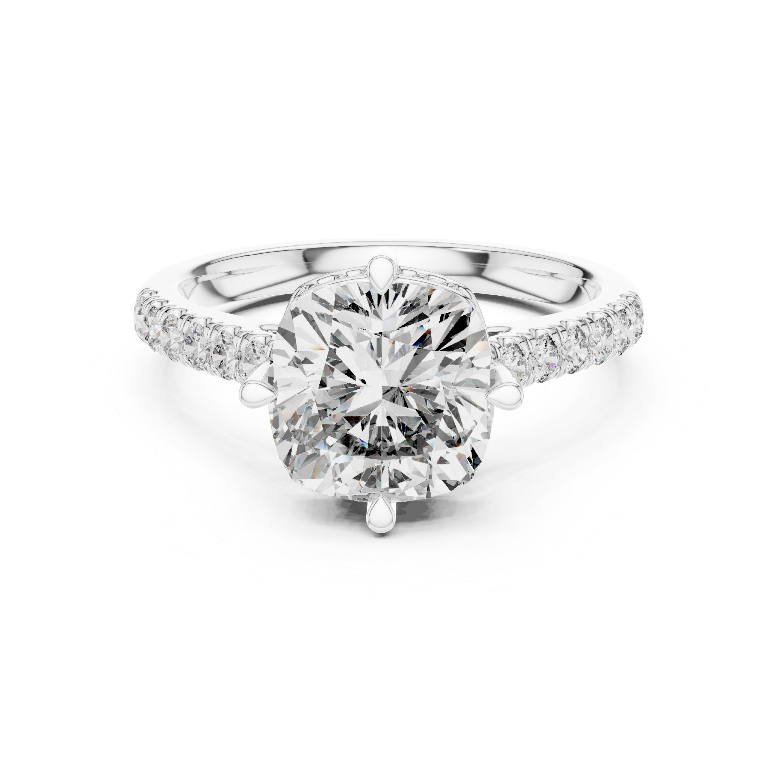 3.8 Carat Elegant Cushion Cut Moissanite Ring