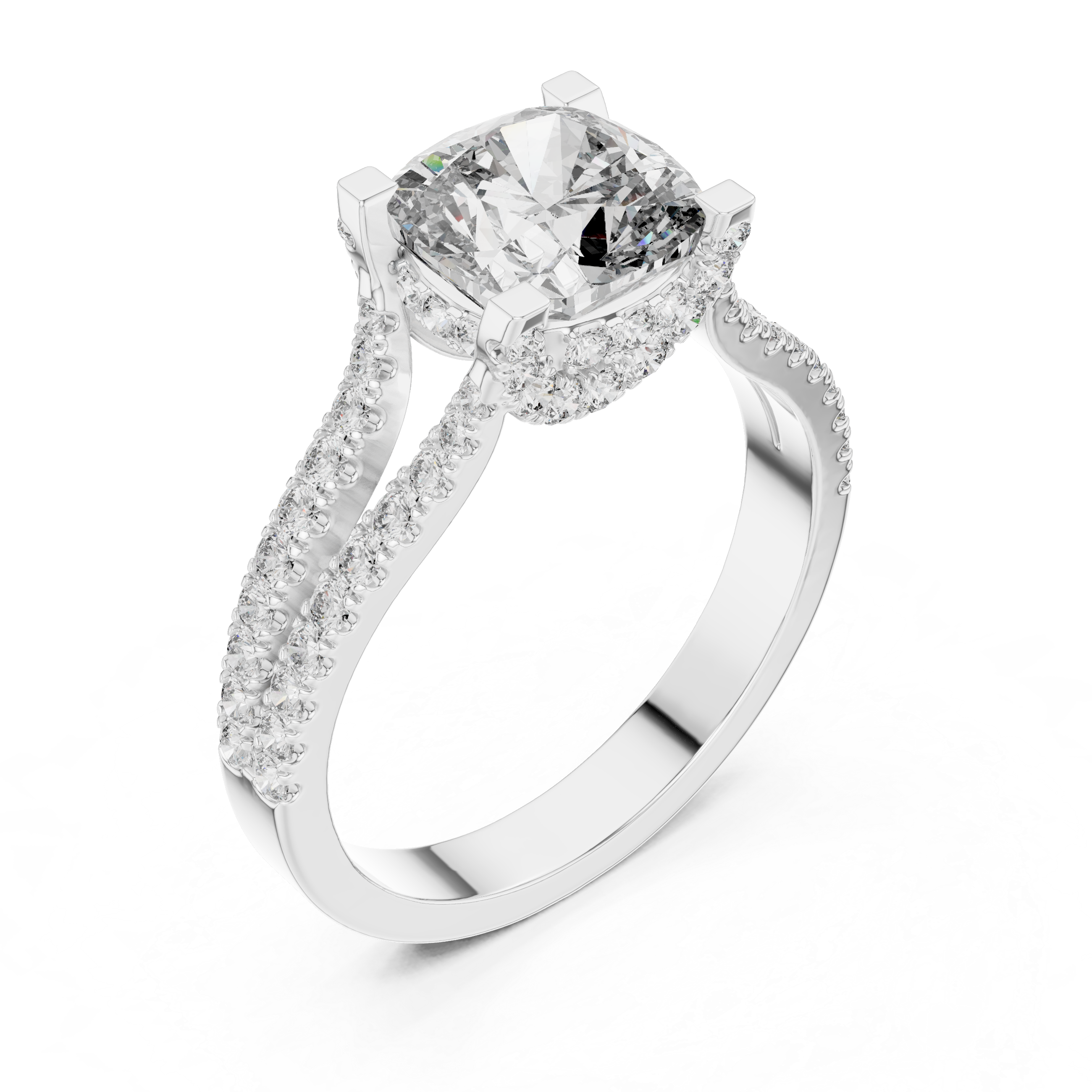 2.1 Carat Lucent Cushion Cut Moissanite Ring