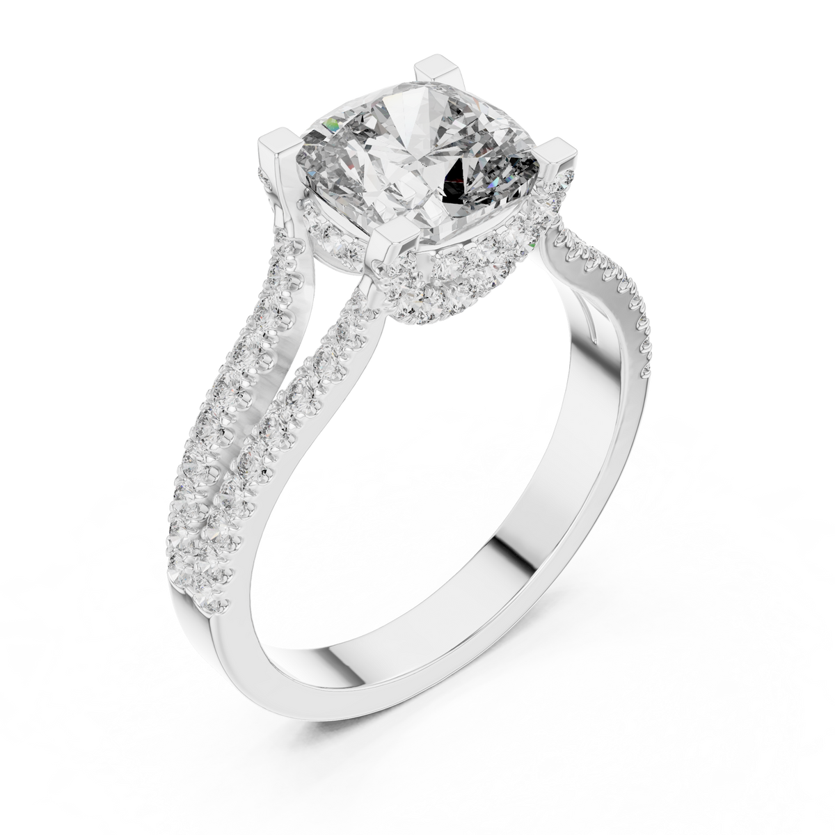 2.1 Carat Lucent Cushion Cut Moissanite Ring