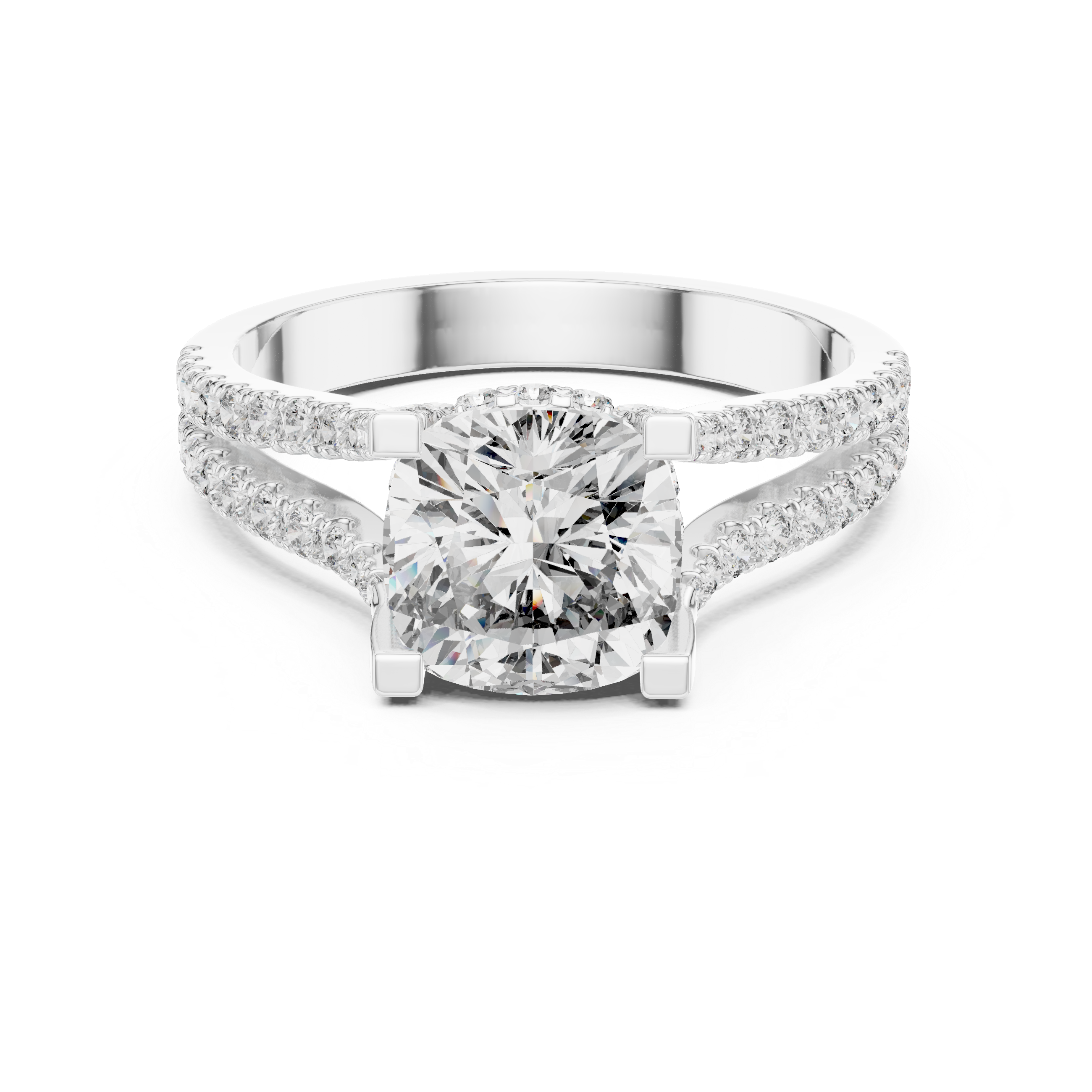 2.1 Carat Lucent Cushion Cut Moissanite Ring