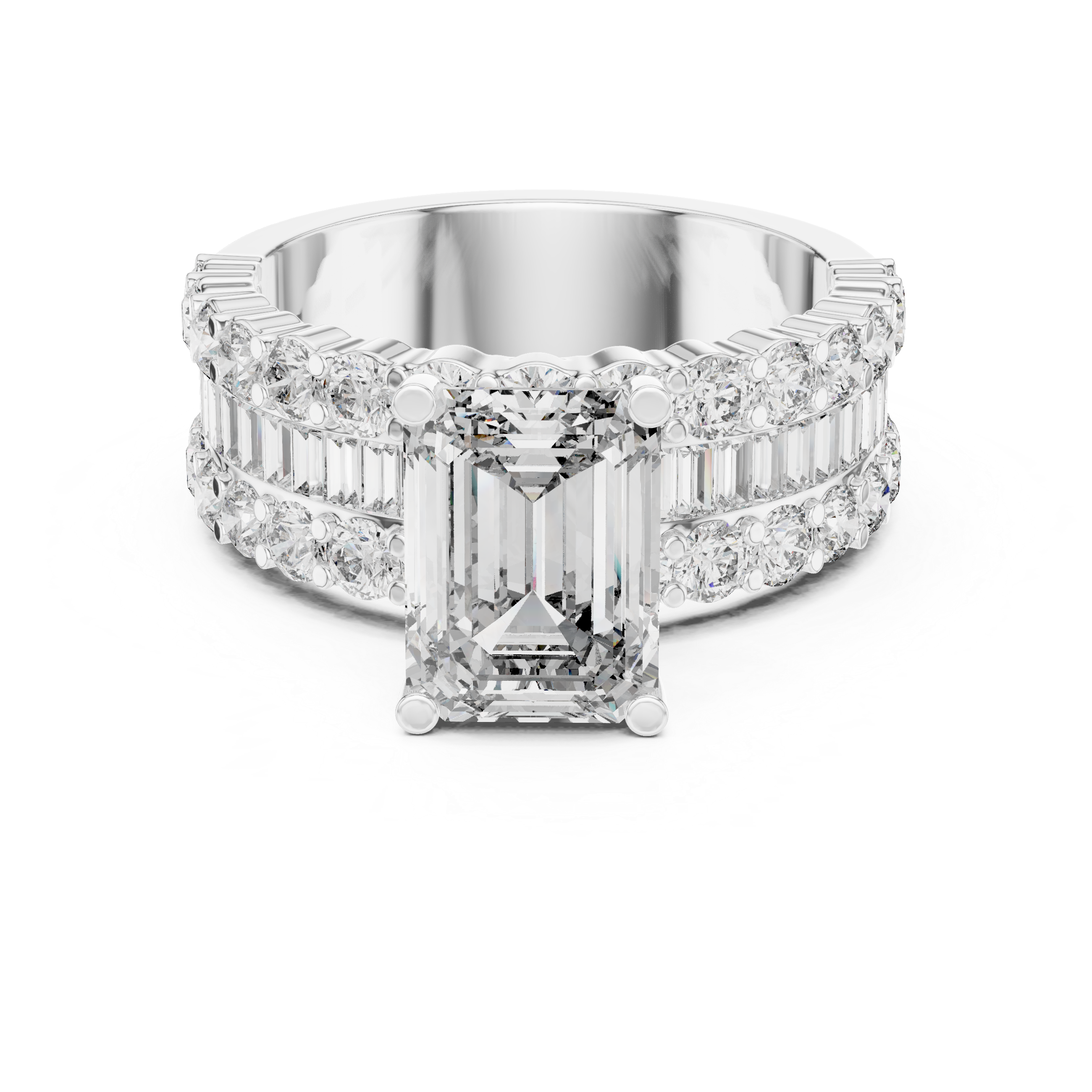 4.4 Carat Emerald Cut Moissanite Ring