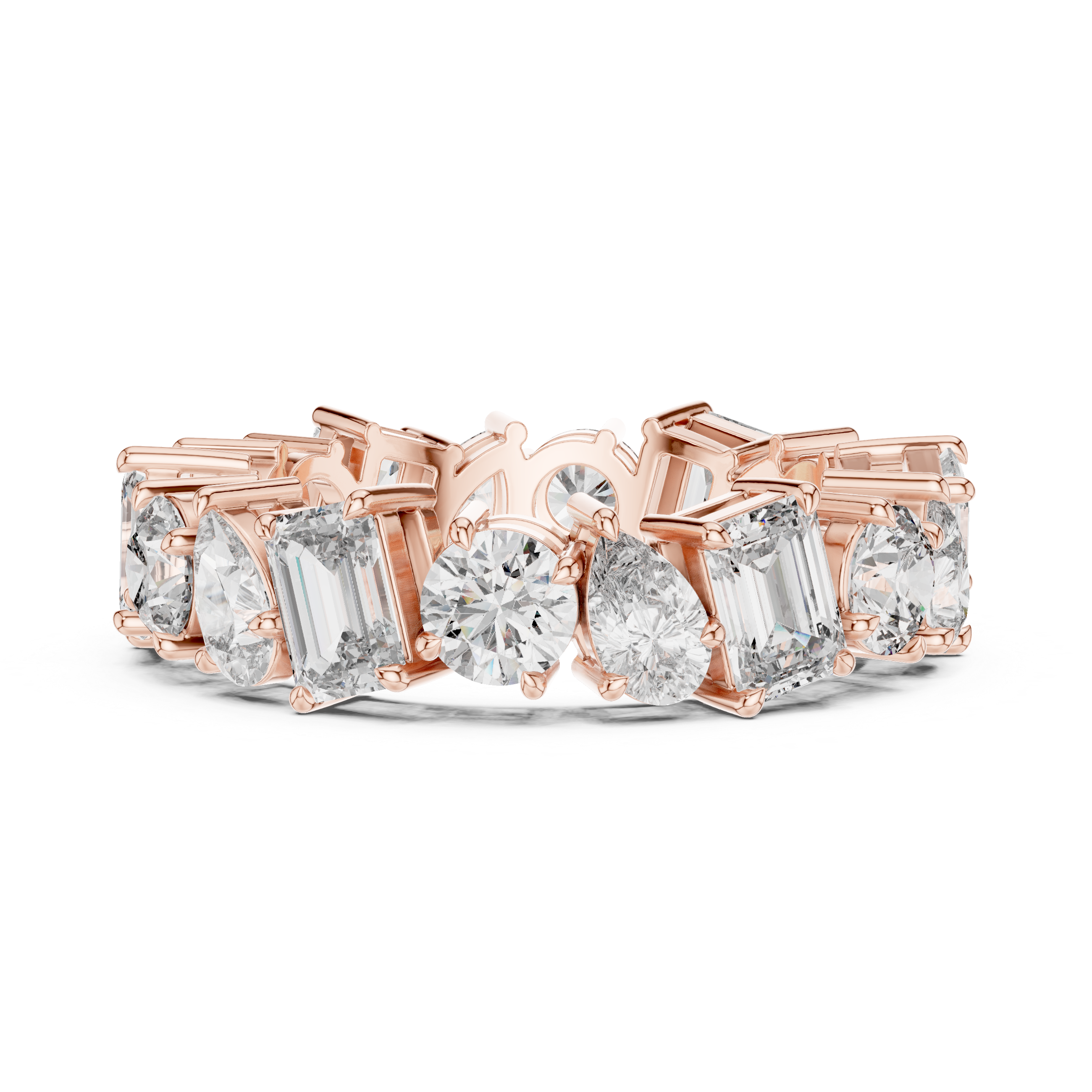 5.7 carat - 6.27mm three cut type moissanite diamond band