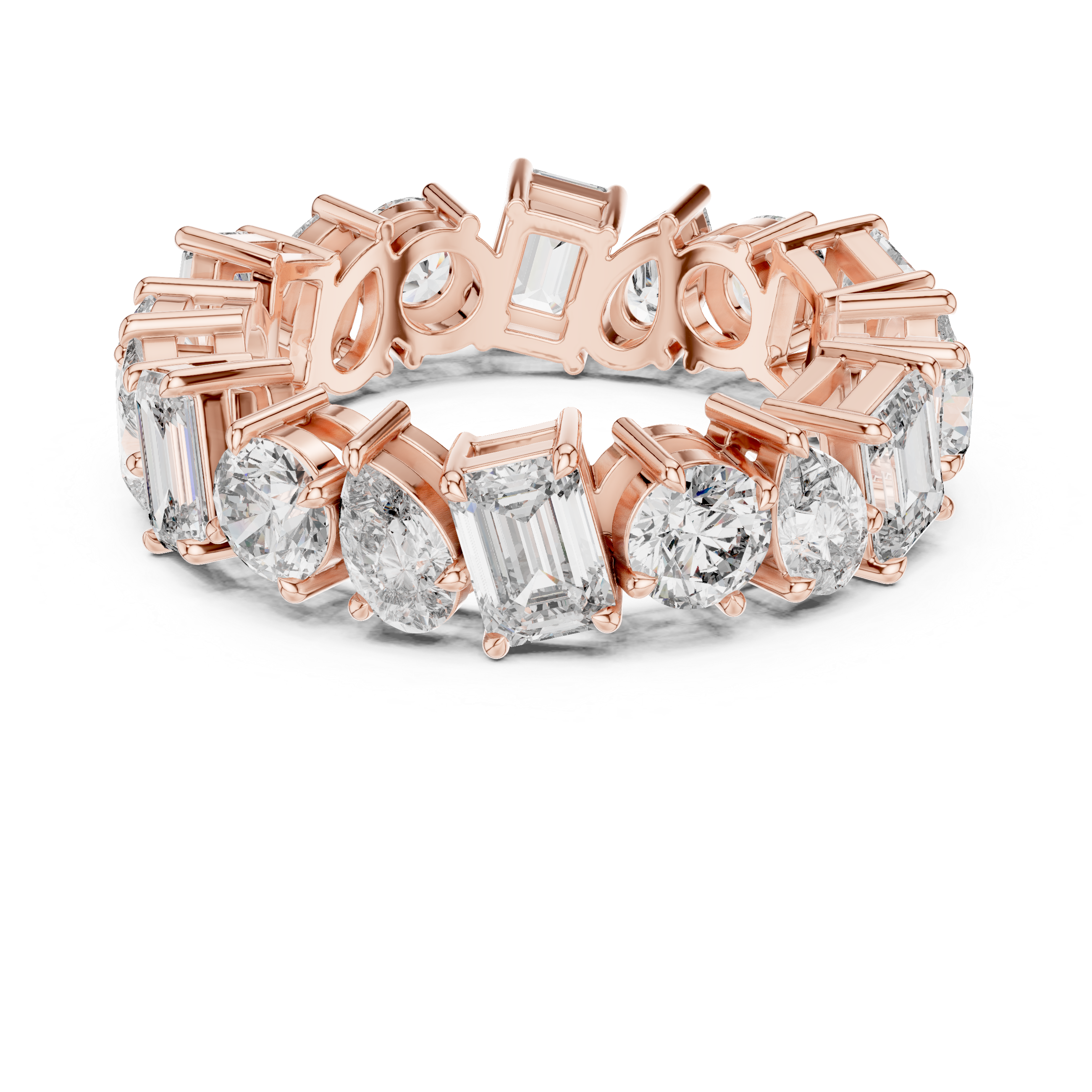 5.7 carat - 6.27mm three cut type moissanite diamond band