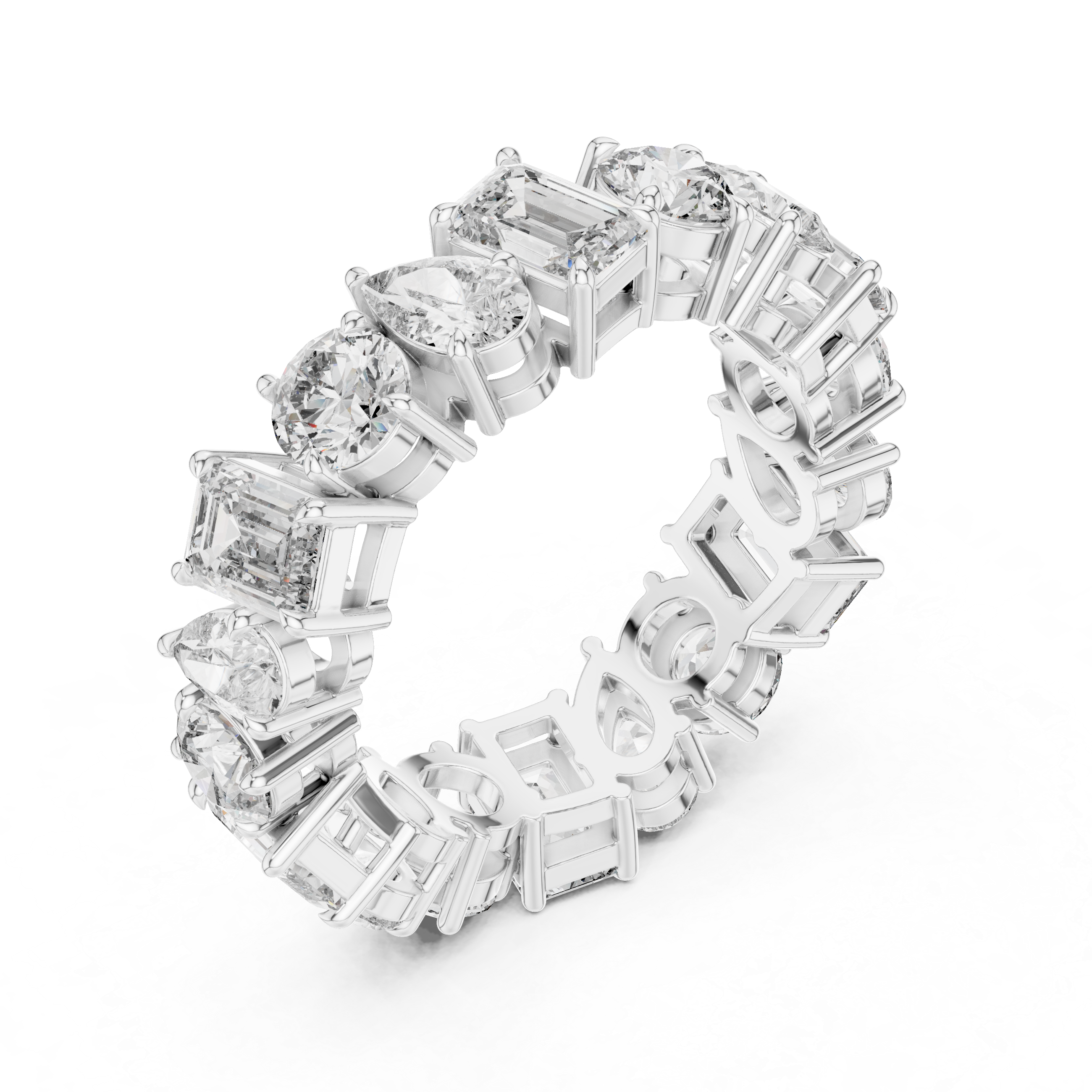 5.7 carat - 6.27mm three cut type moissanite diamond band