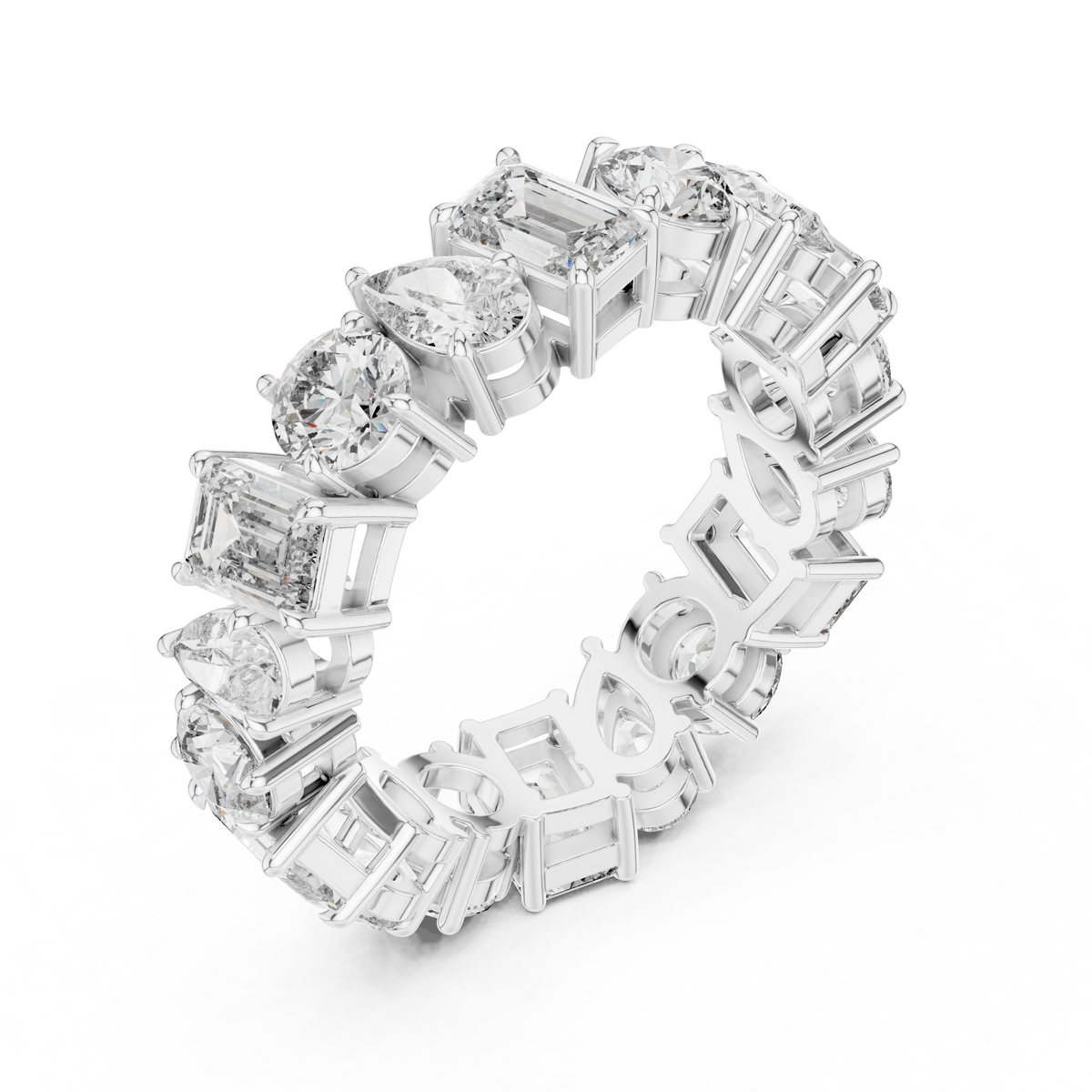 5.7 carat - 6.27mm three cut type moissanite diamond band