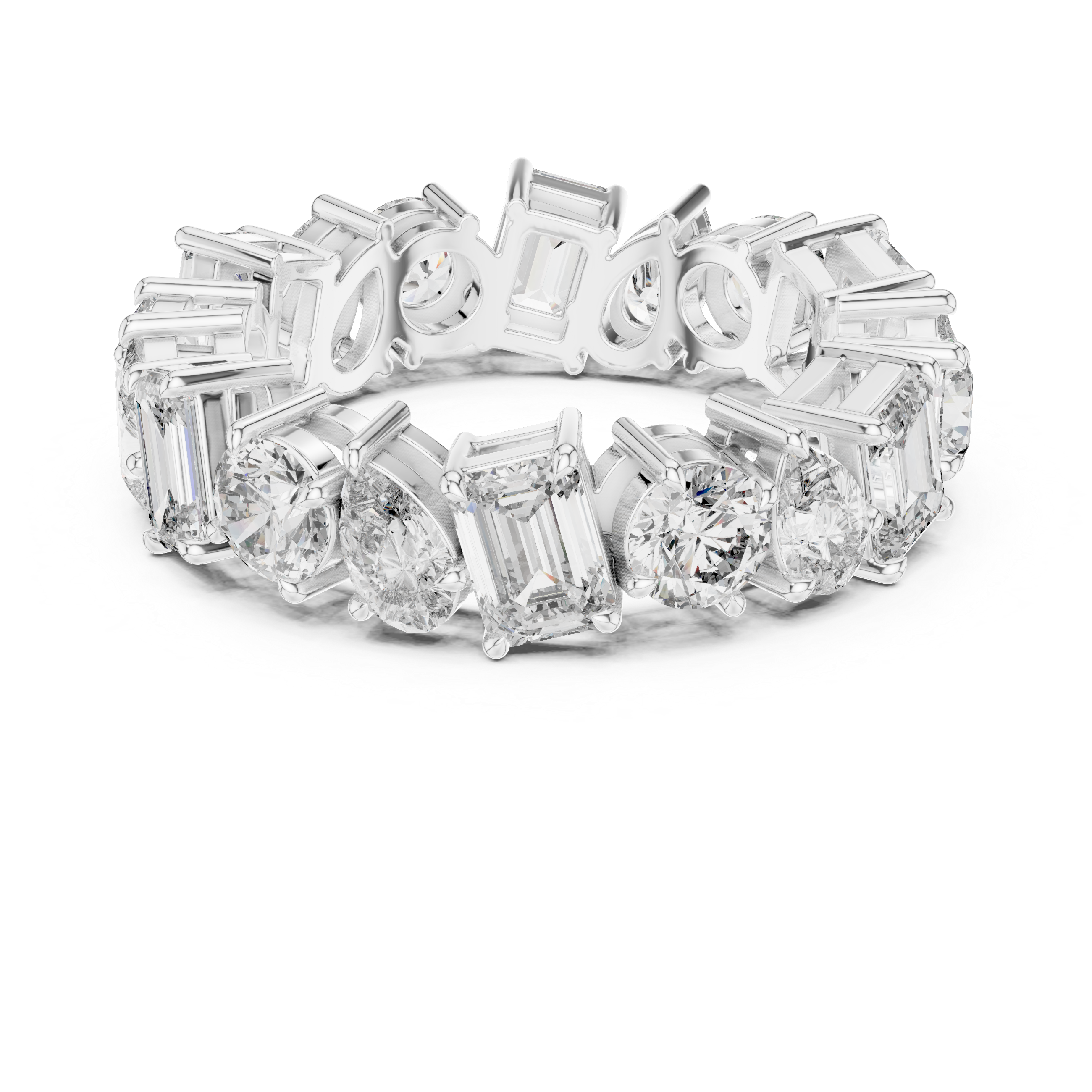 5.7 carat - 6.27mm three cut type moissanite diamond band