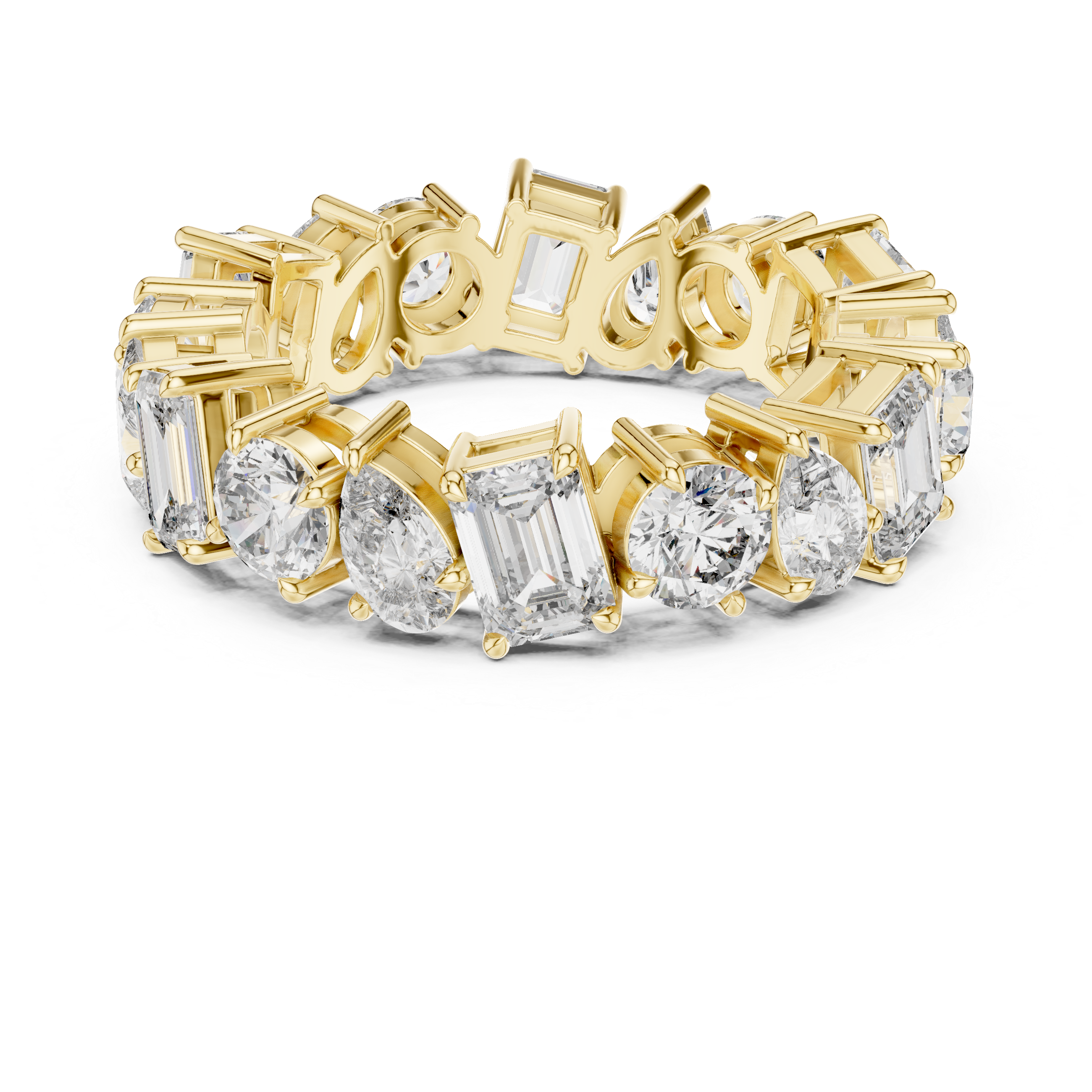 5.7 carat - 6.27mm three cut type moissanite diamond band