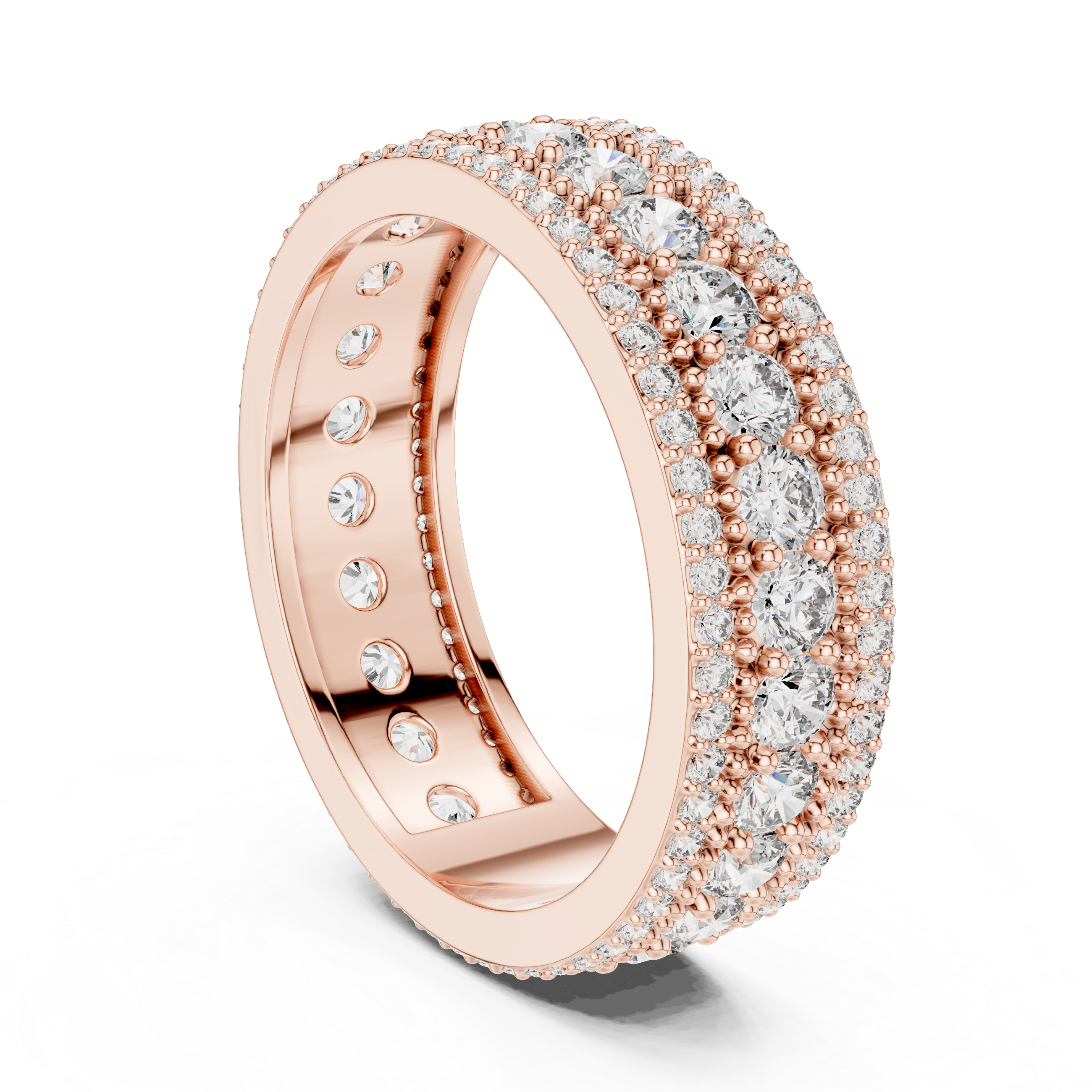 1.8 carat - 6 mm three layer stack Moissanite Band