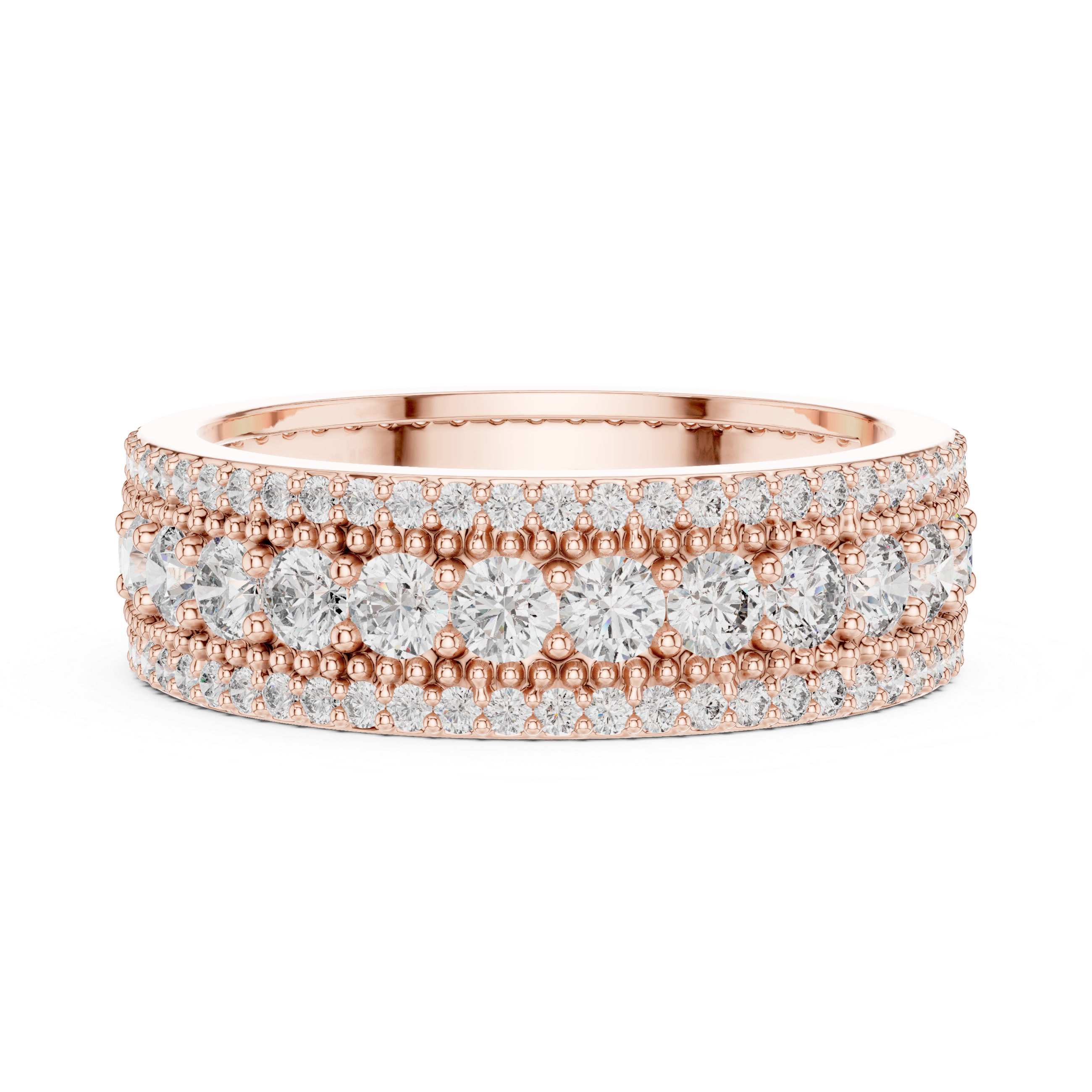 1.8 carat - 6 mm three layer stack Moissanite Band