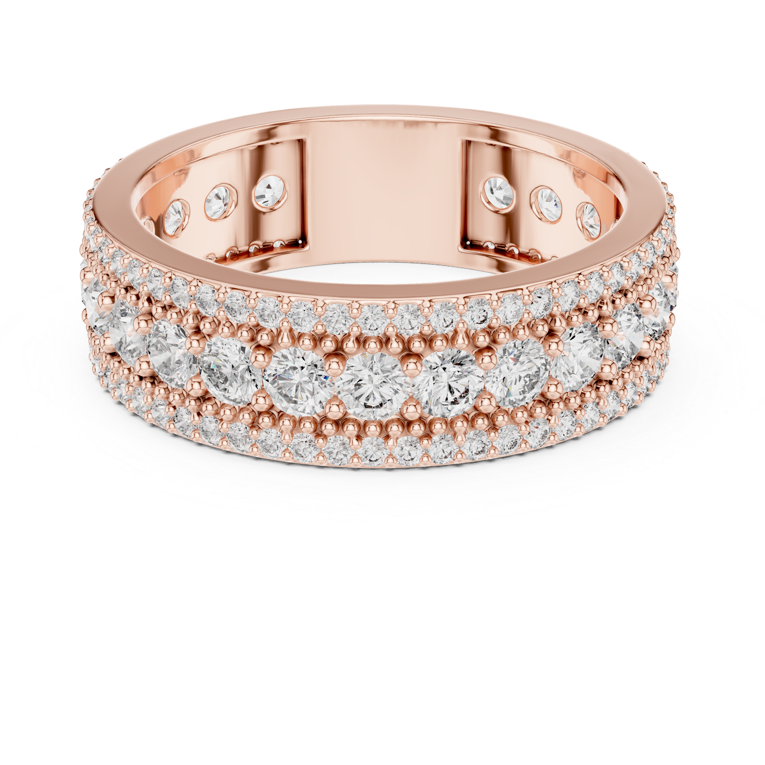 1.8 carat - 6 mm three layer stack Moissanite Band