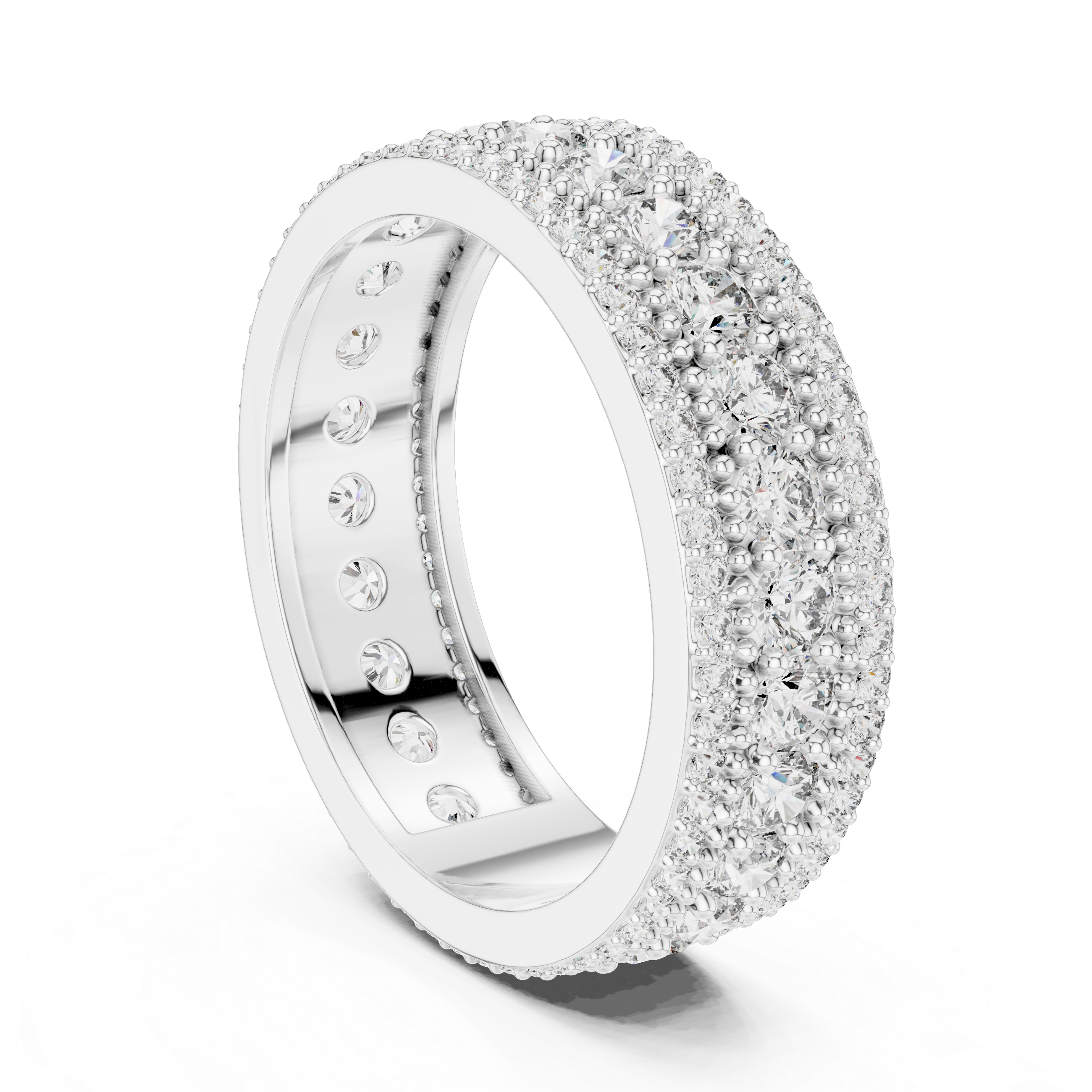 1.8 carat - 6 mm three layer stack Moissanite Band