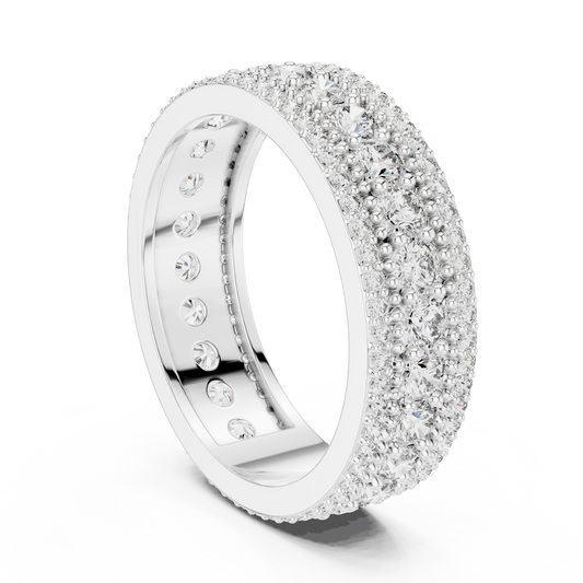1.8 carat - 6 mm three layer stack Moissanite Band