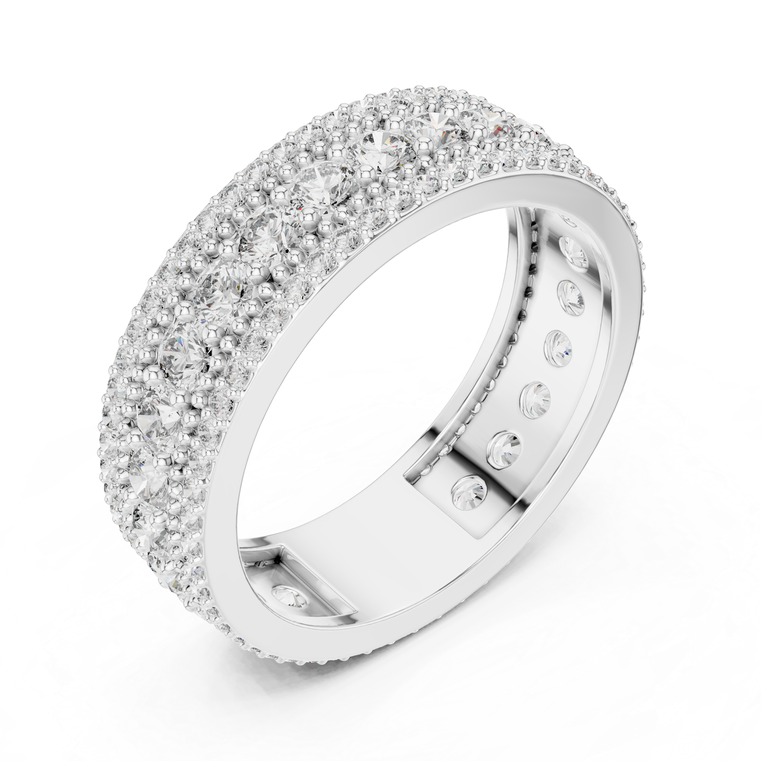 1.8 carat - 6 mm three layer stack Moissanite Band