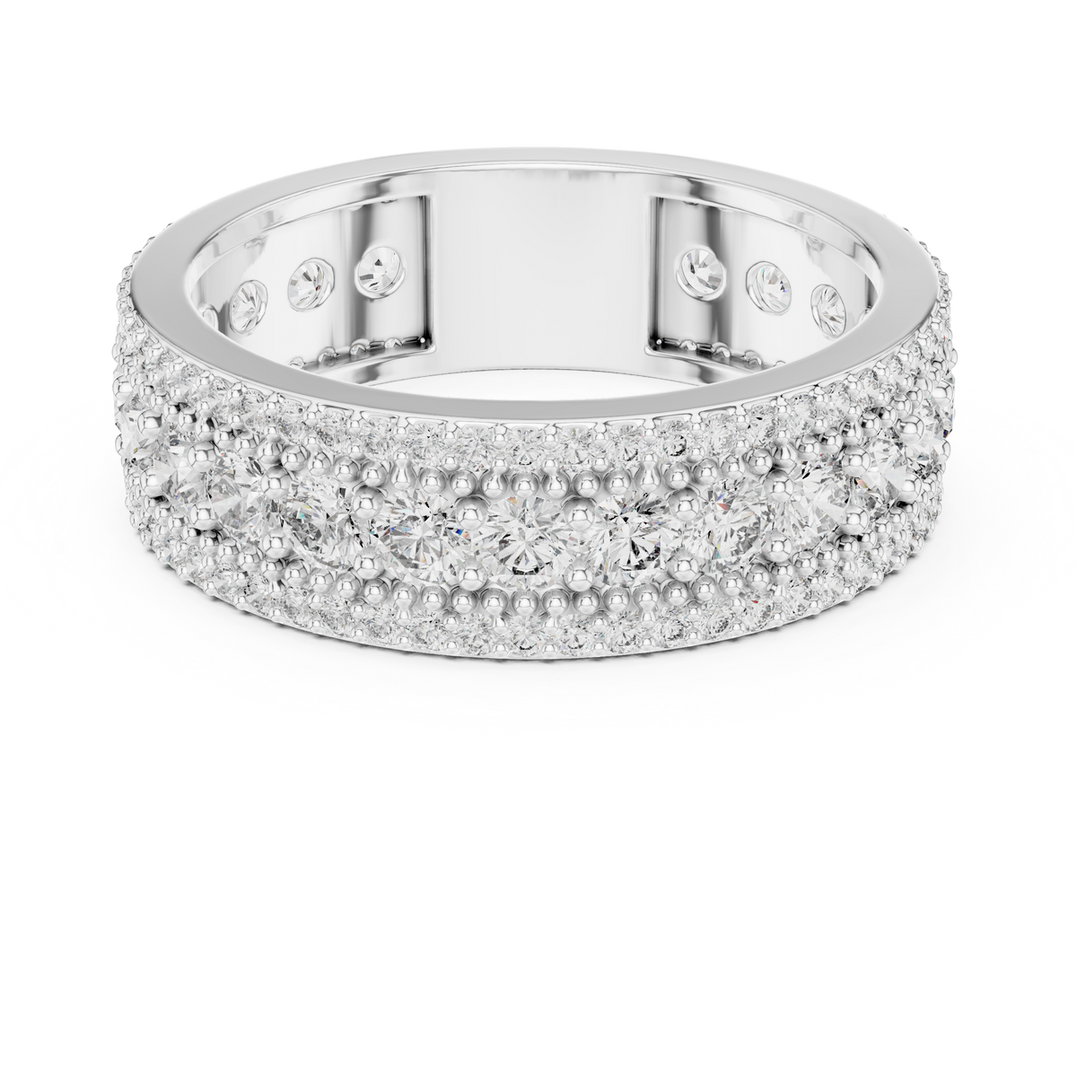 1.8 carat - 6 mm three layer stack Moissanite Band