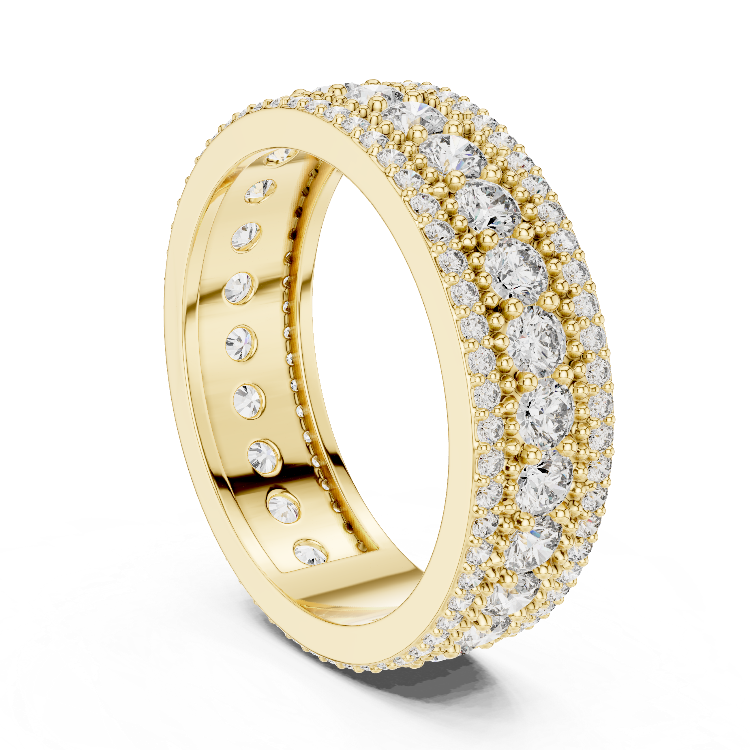 1.8 carat - 6 mm three layer stack Moissanite Band