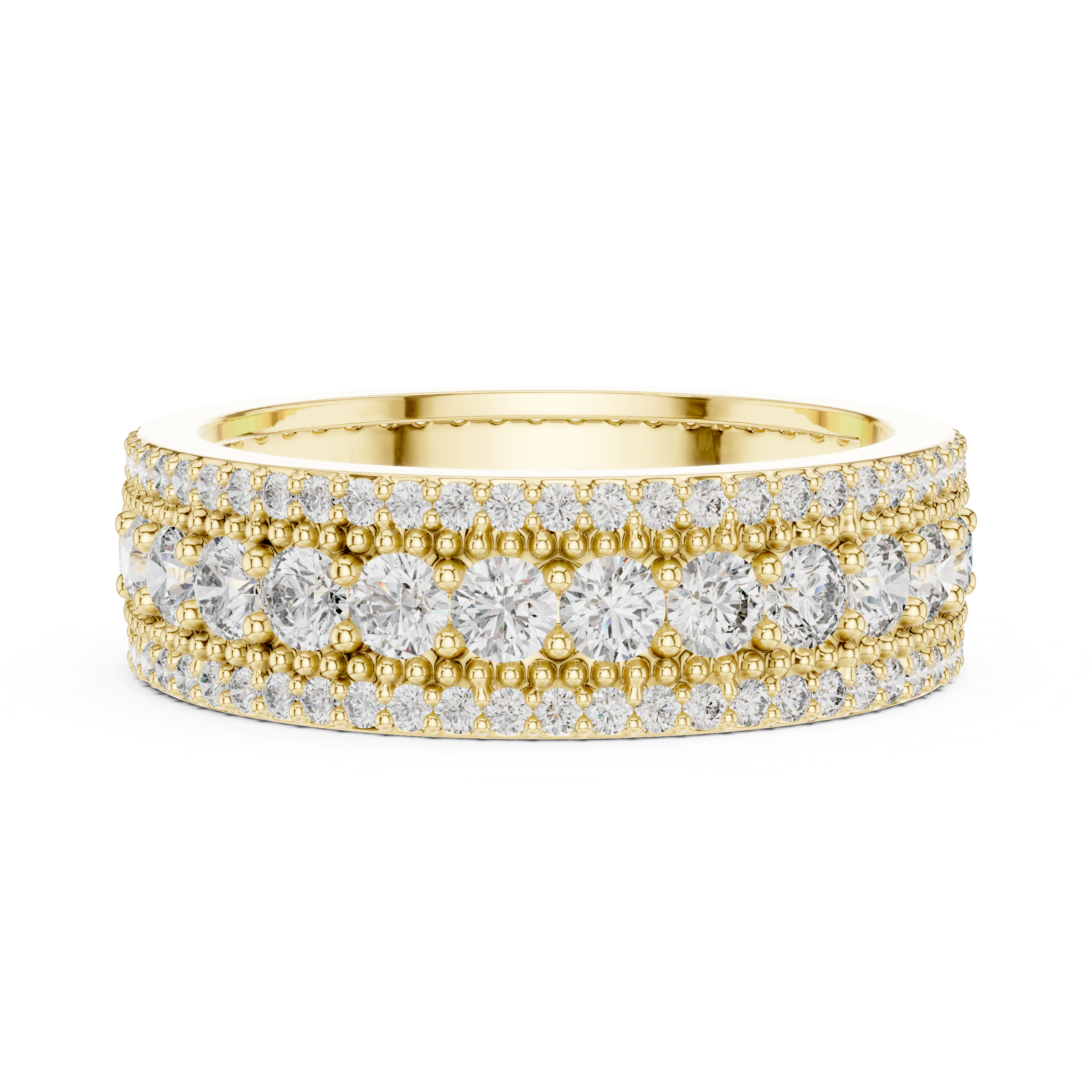 1.8 carat - 6 mm three layer stack Moissanite Band