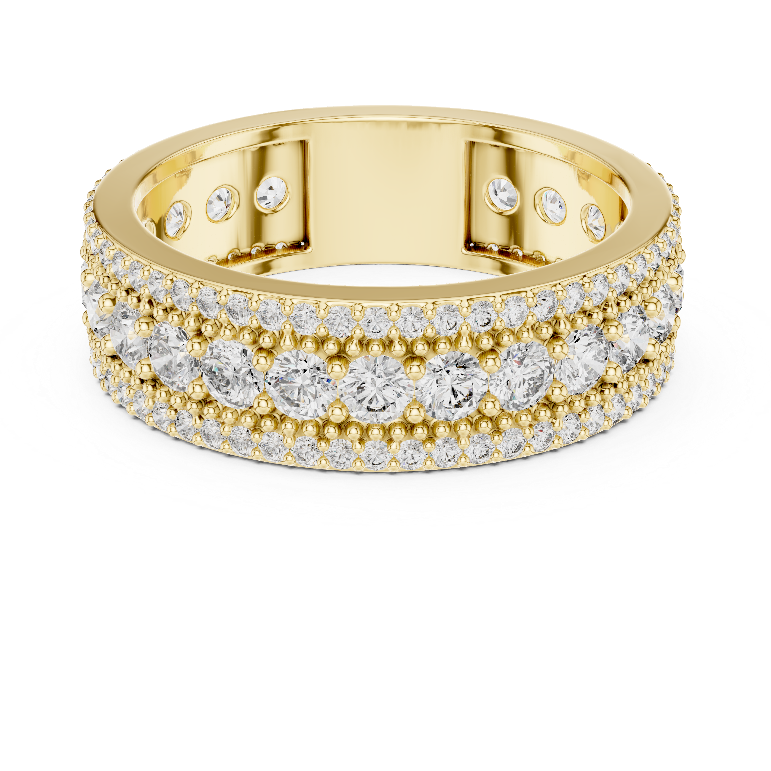 1.8 carat - 6 mm three layer stack Moissanite Band
