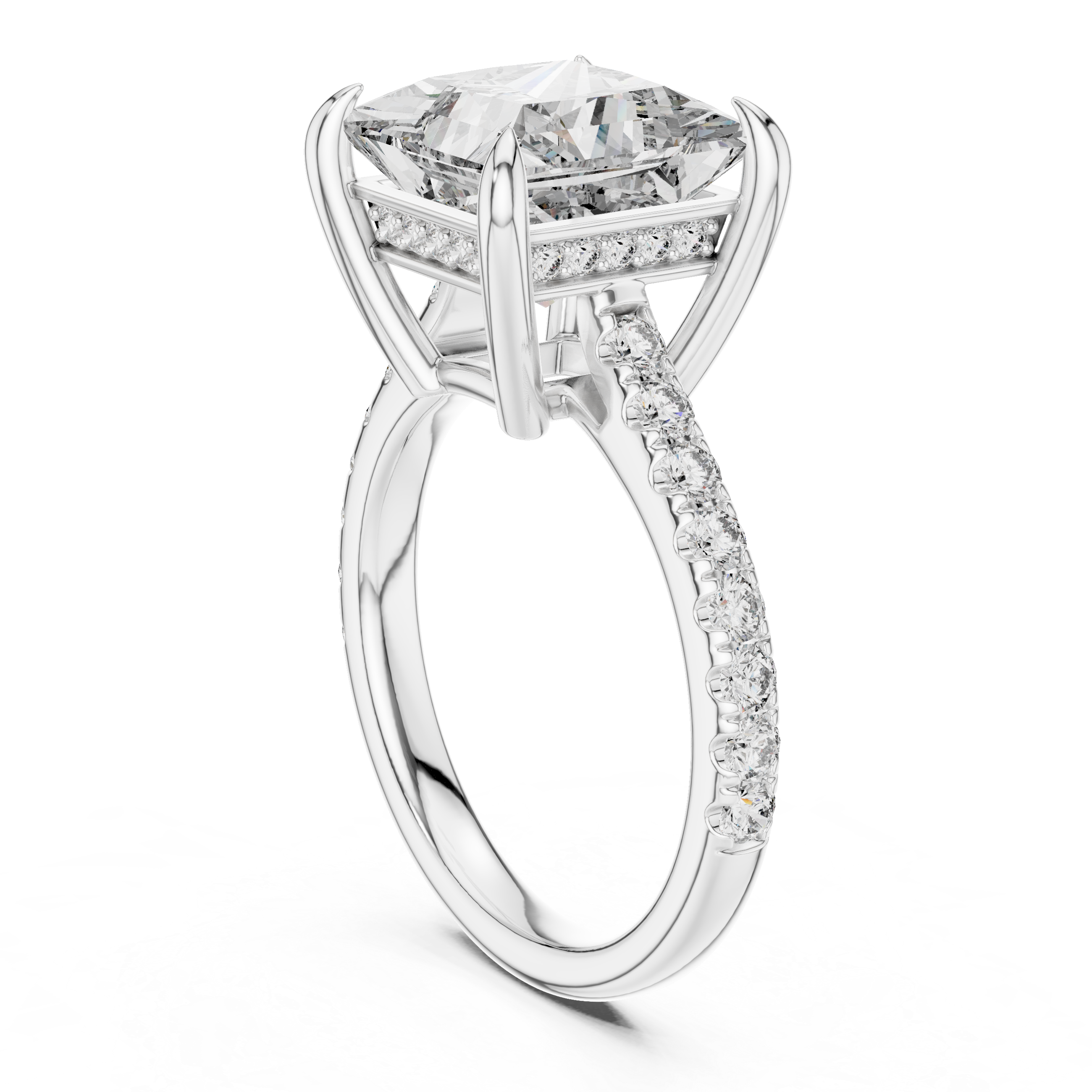 4.5 Carat Radiant Princess Cut Moissanite Ring