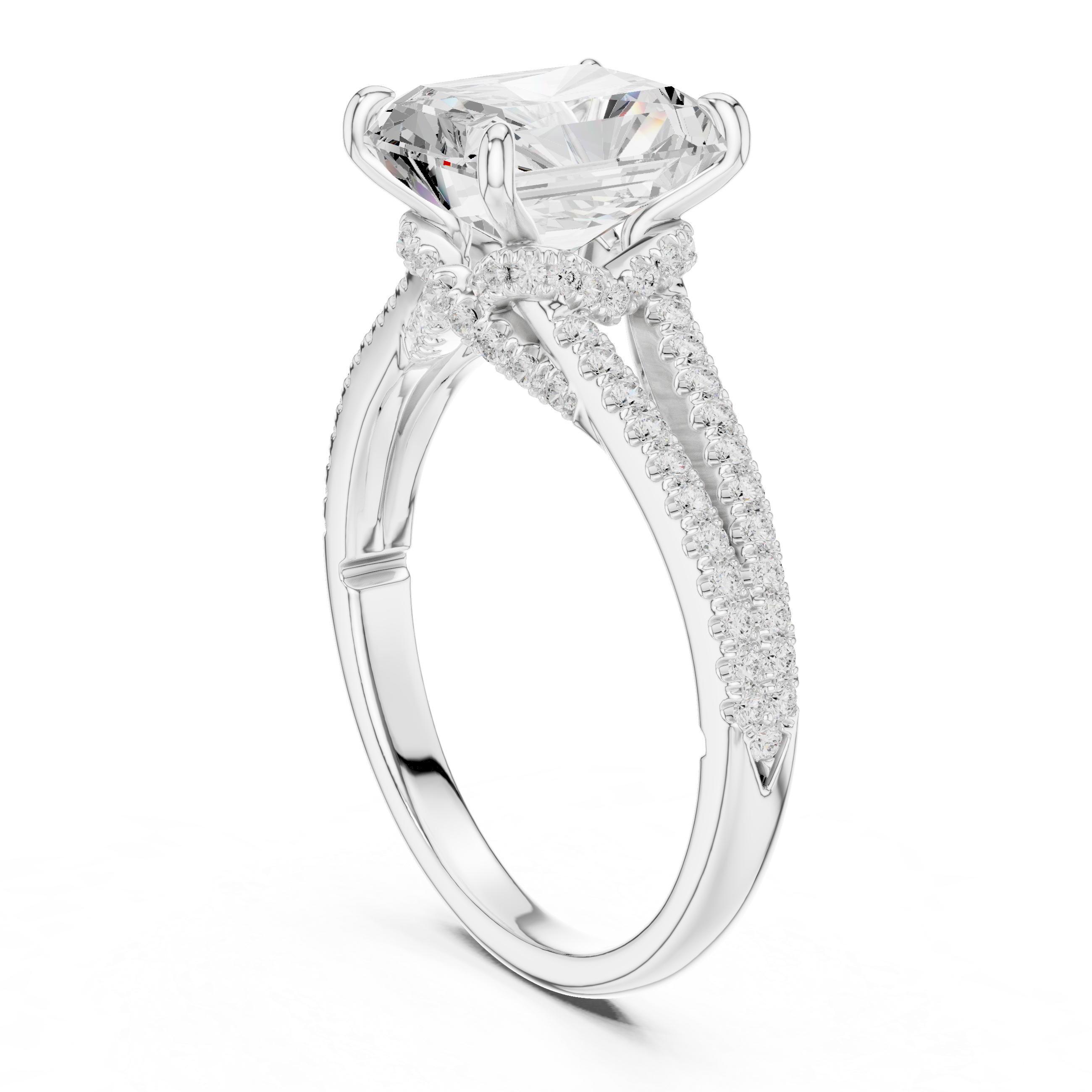 2.8 Carat Double Band Emerald Cut Moissanite Ring