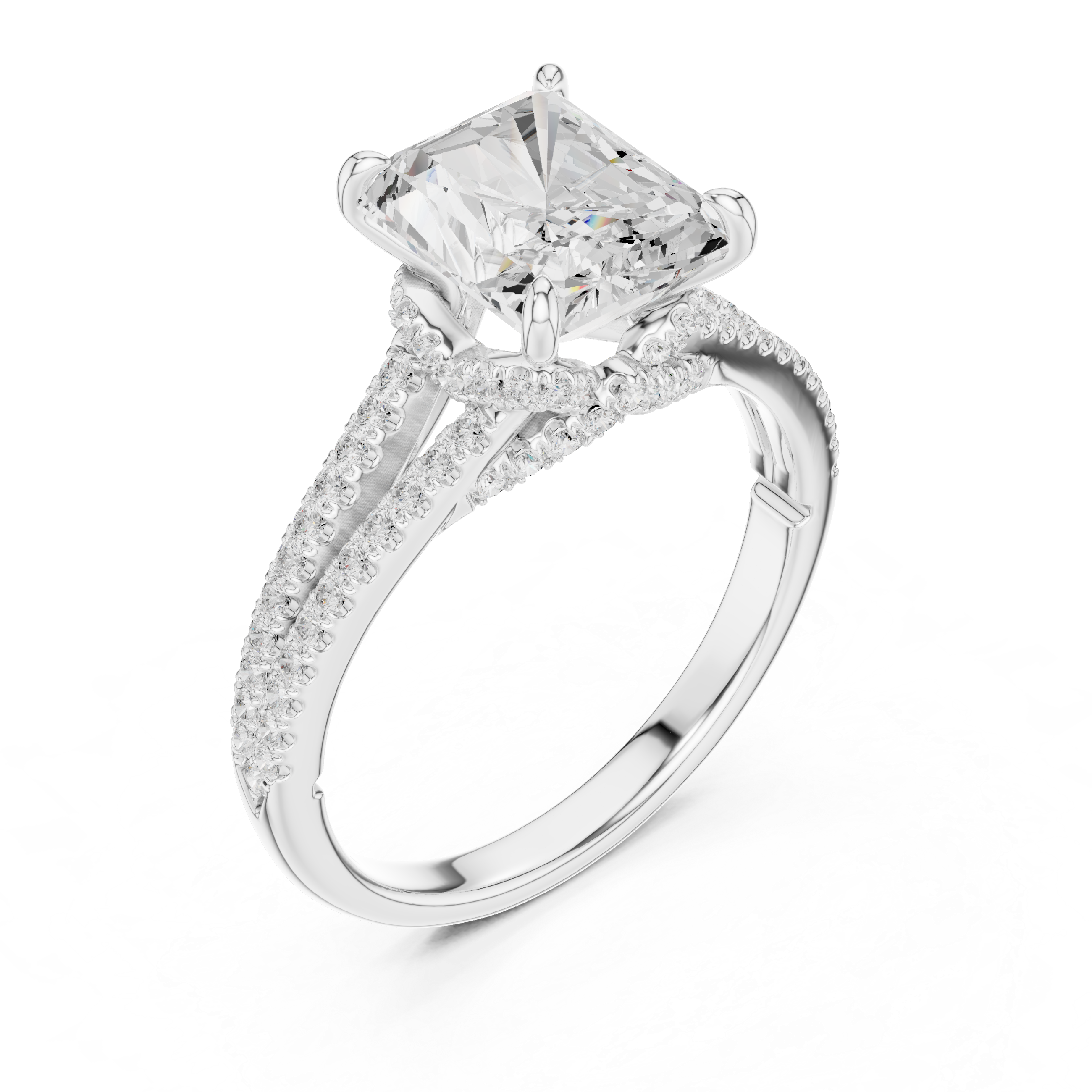 2.8 Carat Double Band Emerald Cut Moissanite Ring