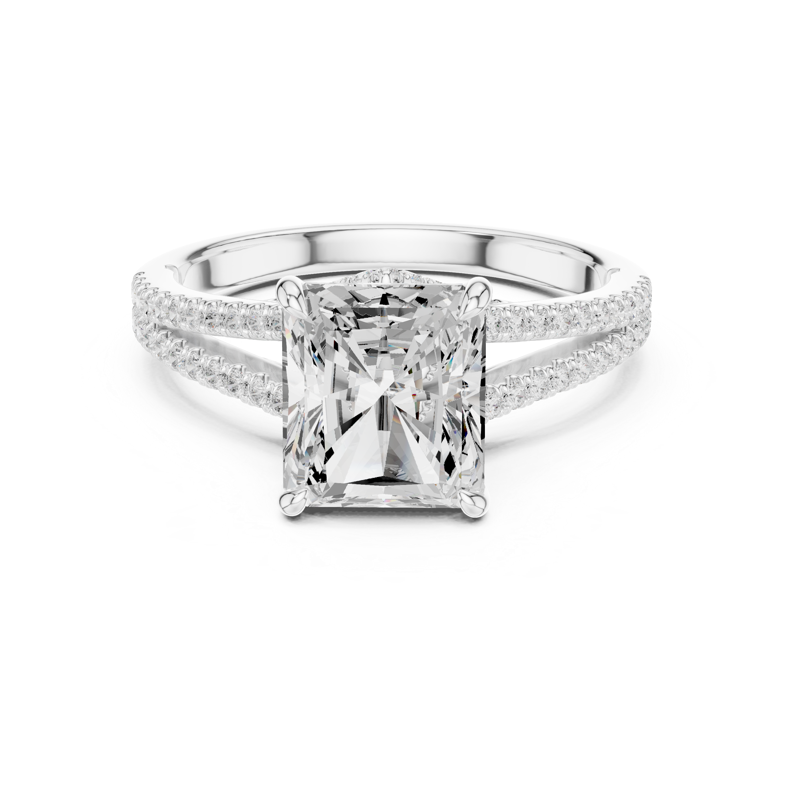 2.8 Carat Double Band Emerald Cut Moissanite Ring
