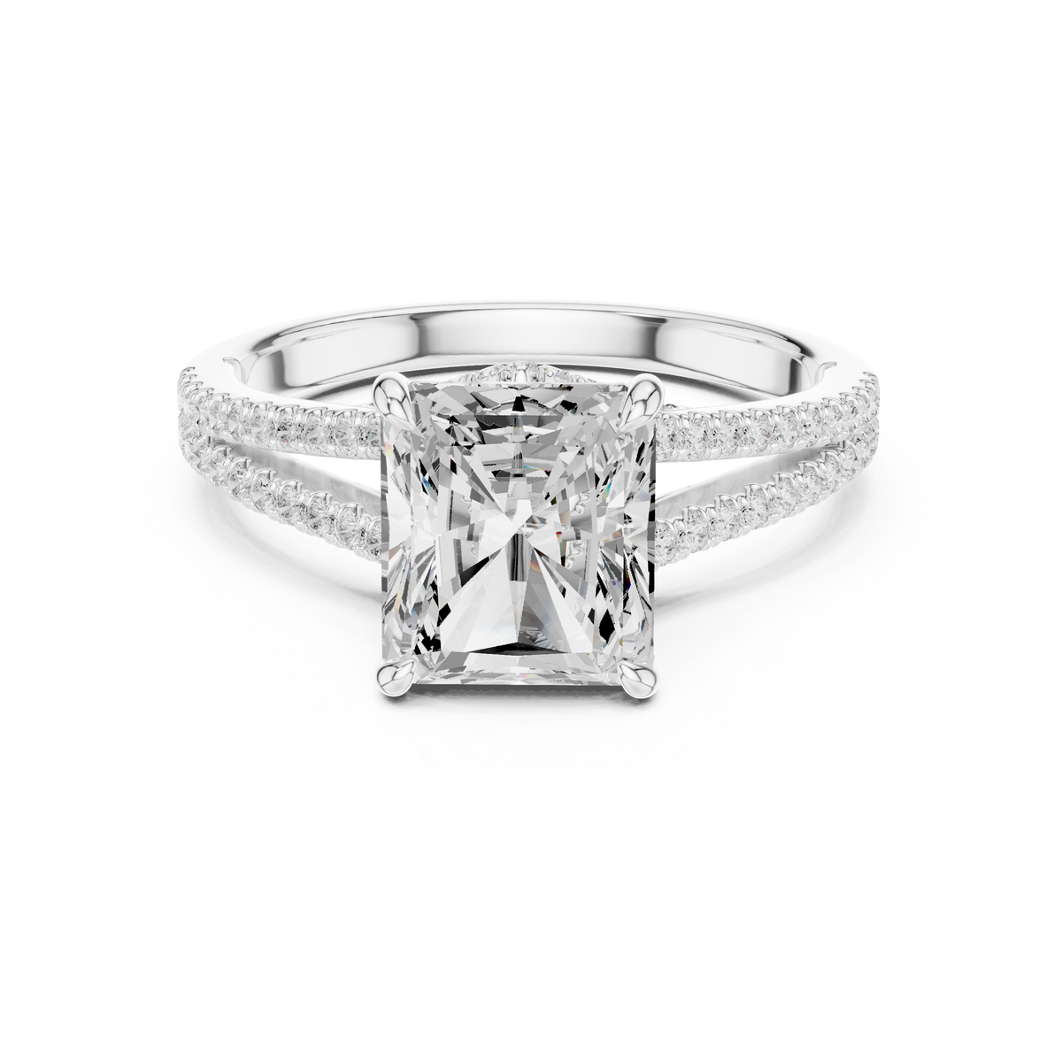 2.8 Carat Double Band Emerald Cut Moissanite Ring