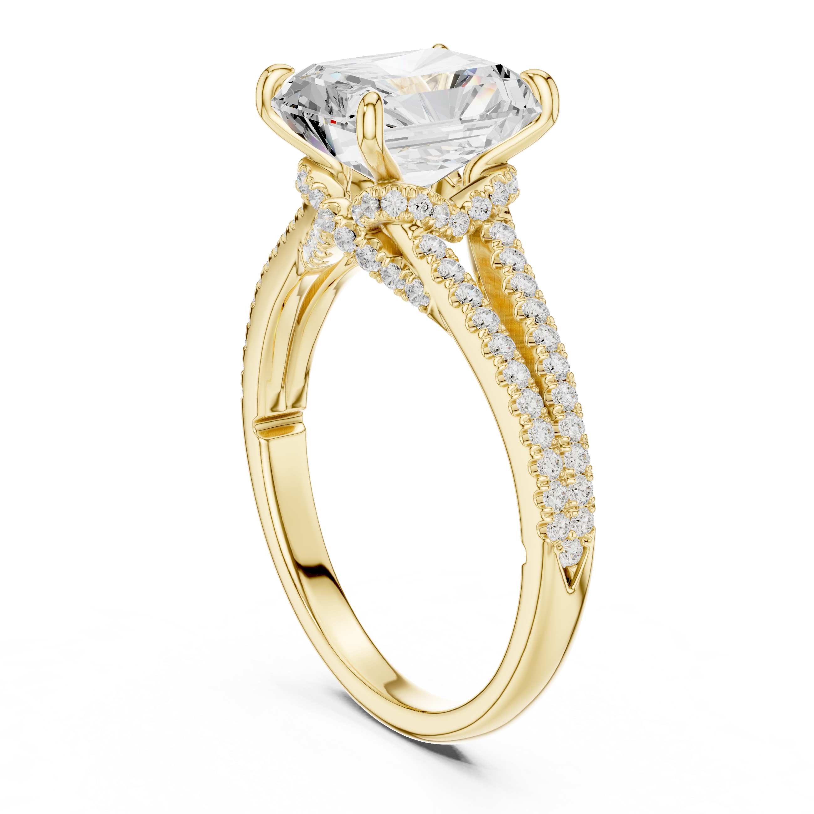 2.8 Carat Double Band Emerald Cut Moissanite Ring
