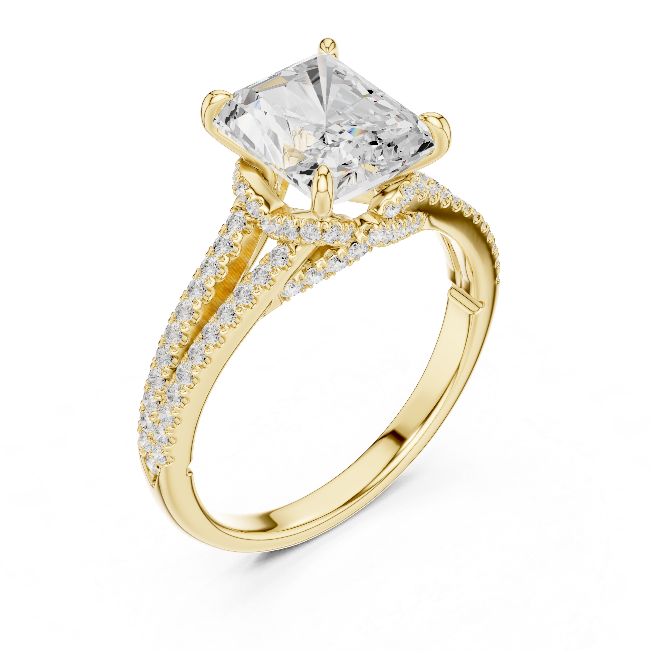 2.8 Carat Double Band Emerald Cut Moissanite Ring
