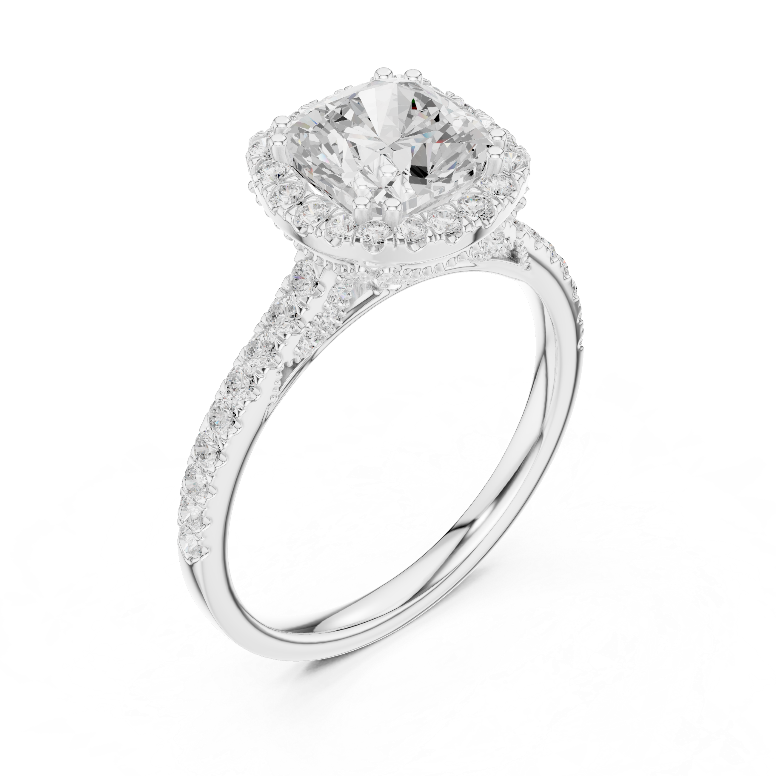 2 Carat Cushion Cut Moissanite Ring