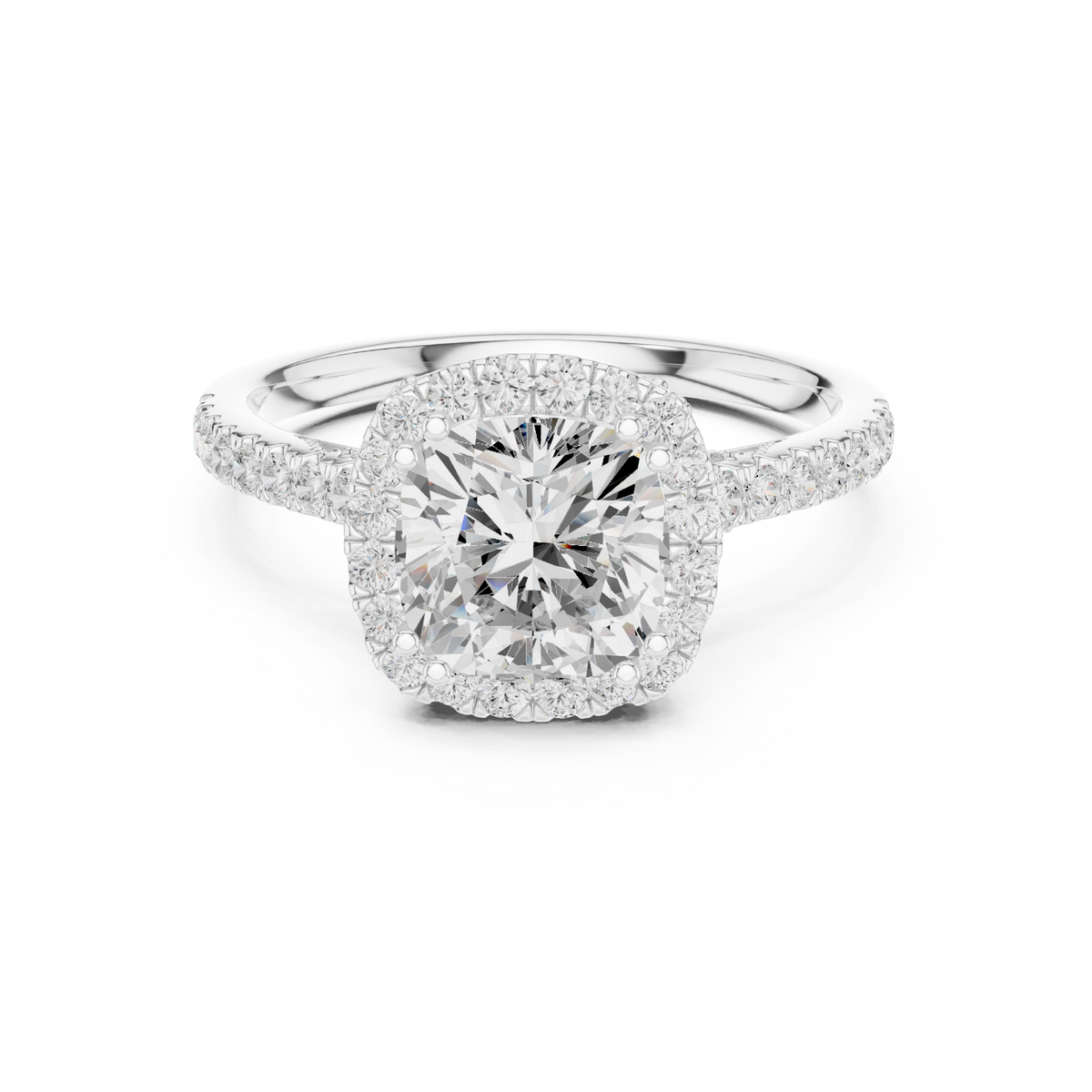 2 Carat Cushion Cut Moissanite Ring