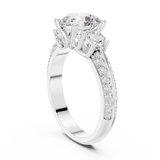 2.6 Carat Three Stone Round Cut Moissanite Ring