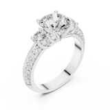 2.6 Carat Three Stone Round Cut Moissanite Ring