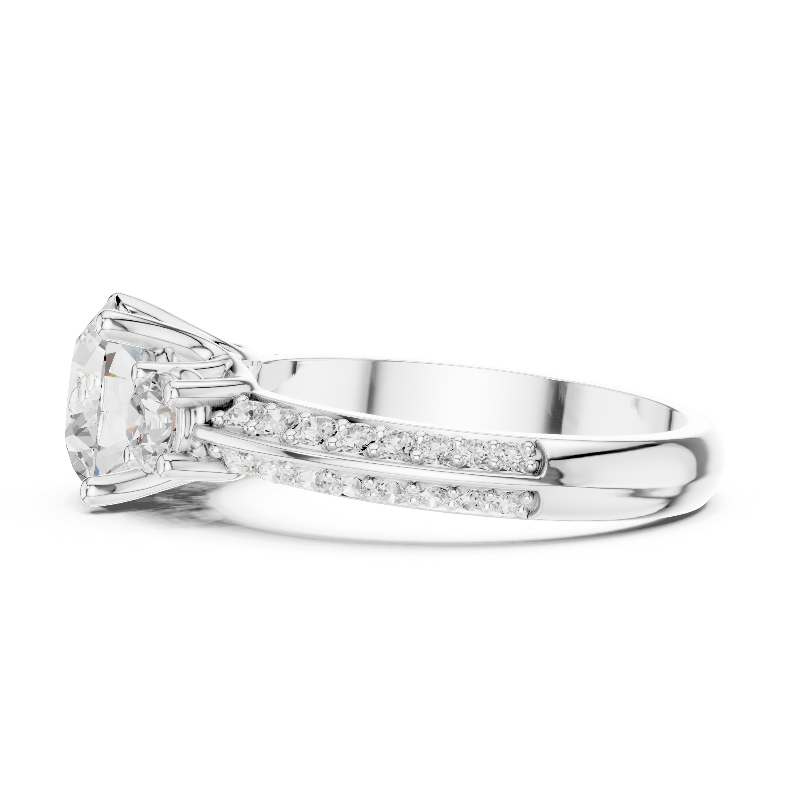 2.6 Carat Three Stone Round Cut Moissanite Ring