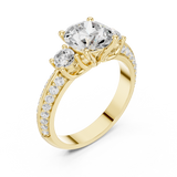 2.6 Carat Three Stone Round Cut Moissanite Ring
