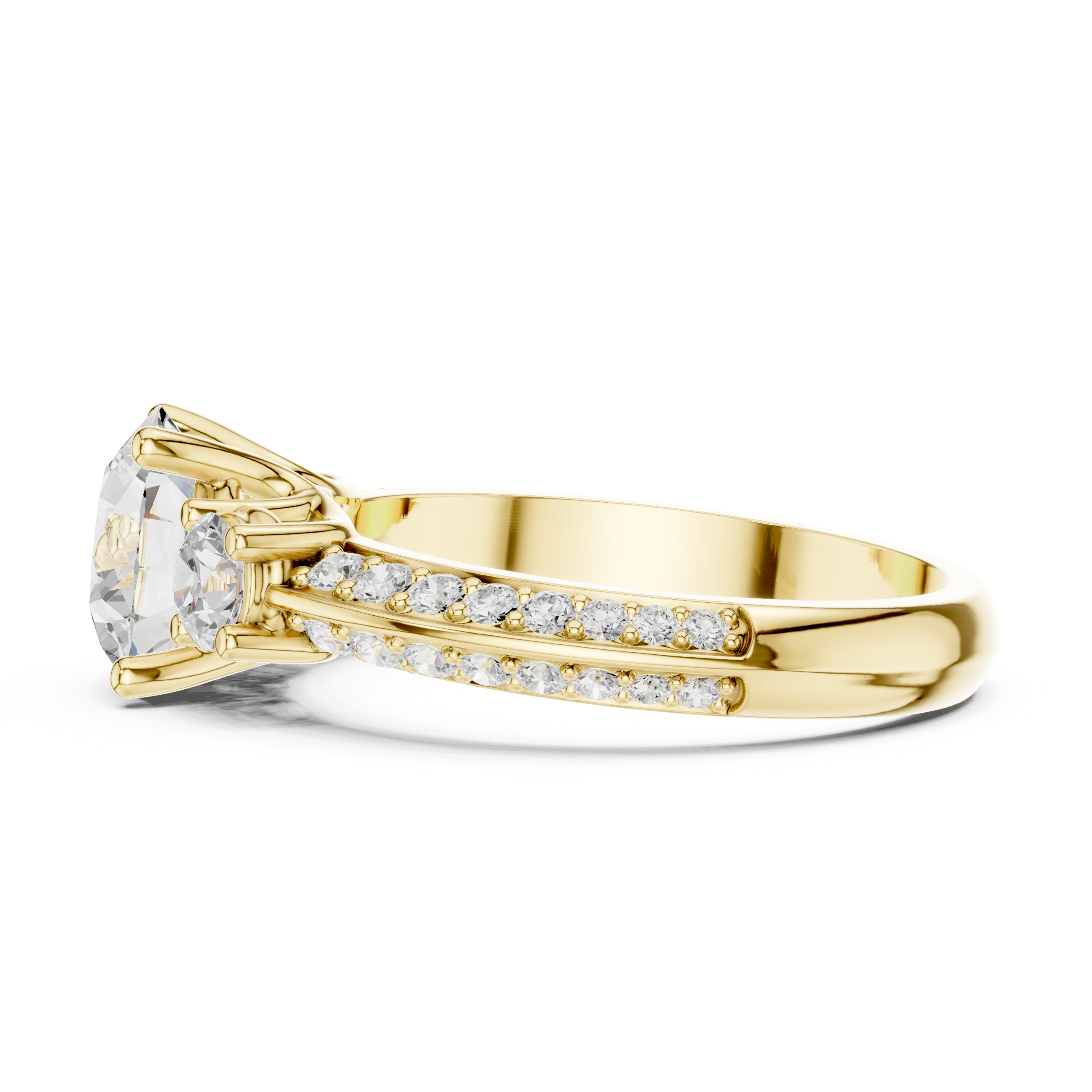 2.6 Carat Three Stone Round Cut Moissanite Ring