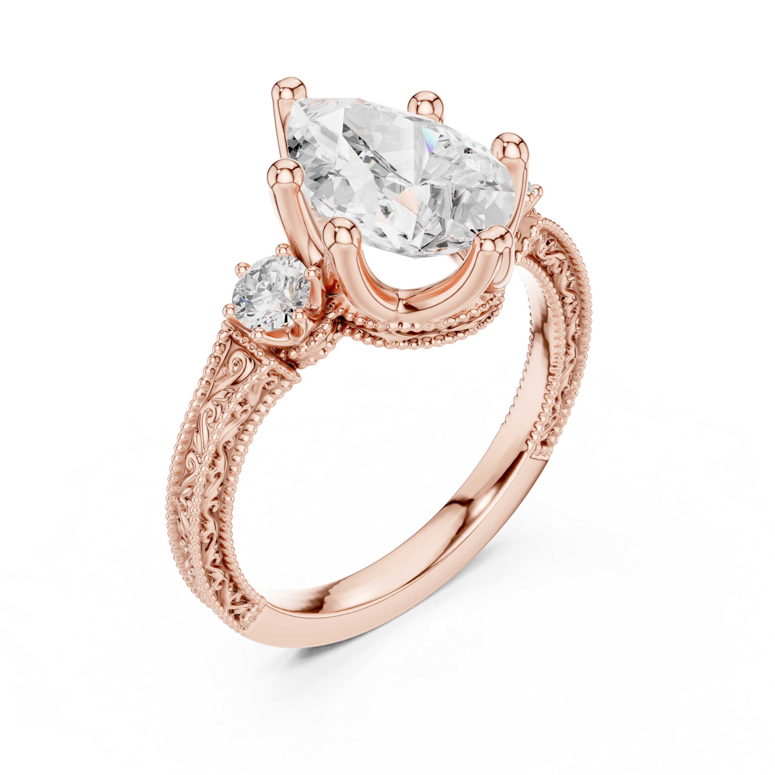 2.7 Carat Vintage Inspired Pear Cut Moissanite Ring