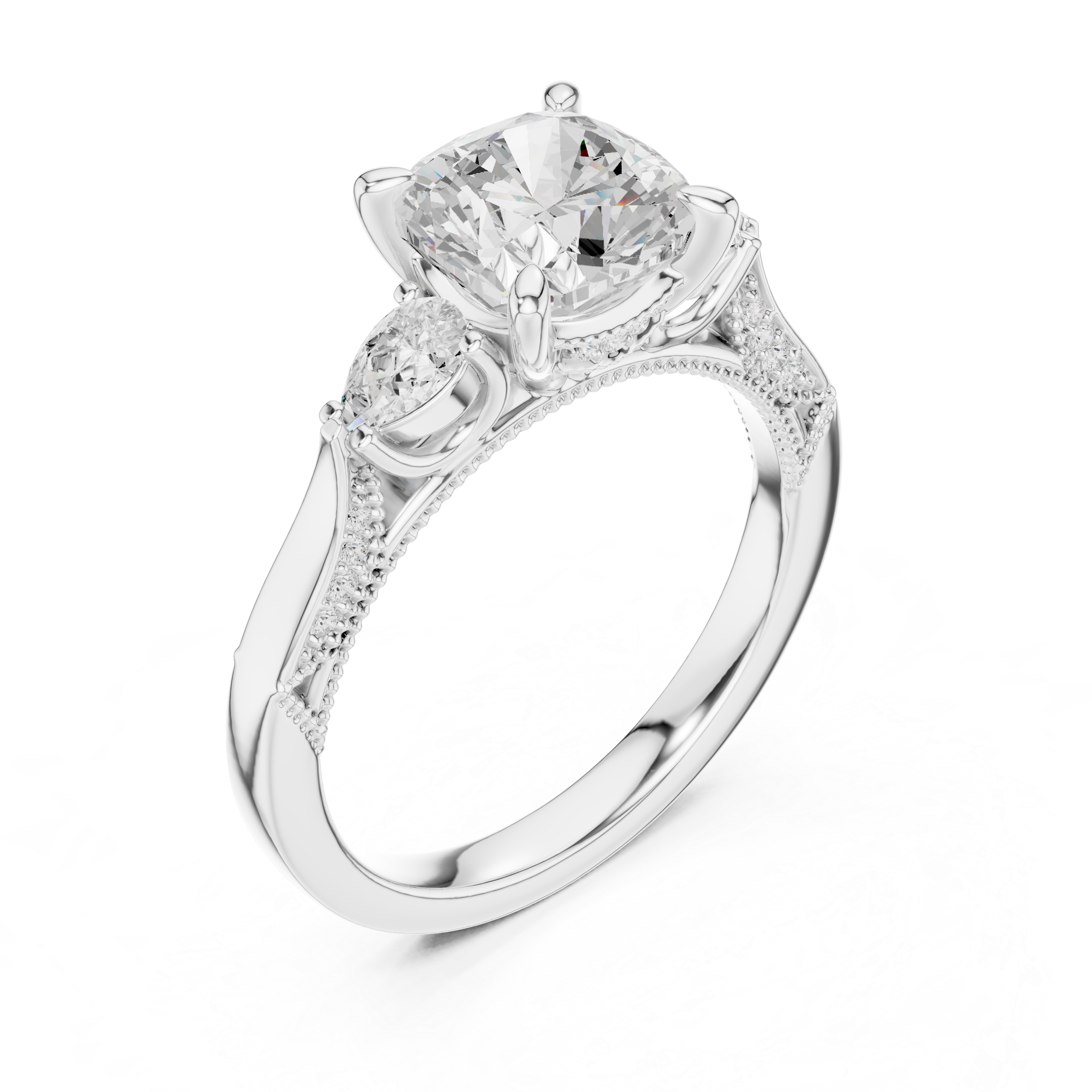 2.3 Carat Cushion Cut Moissanite Ring