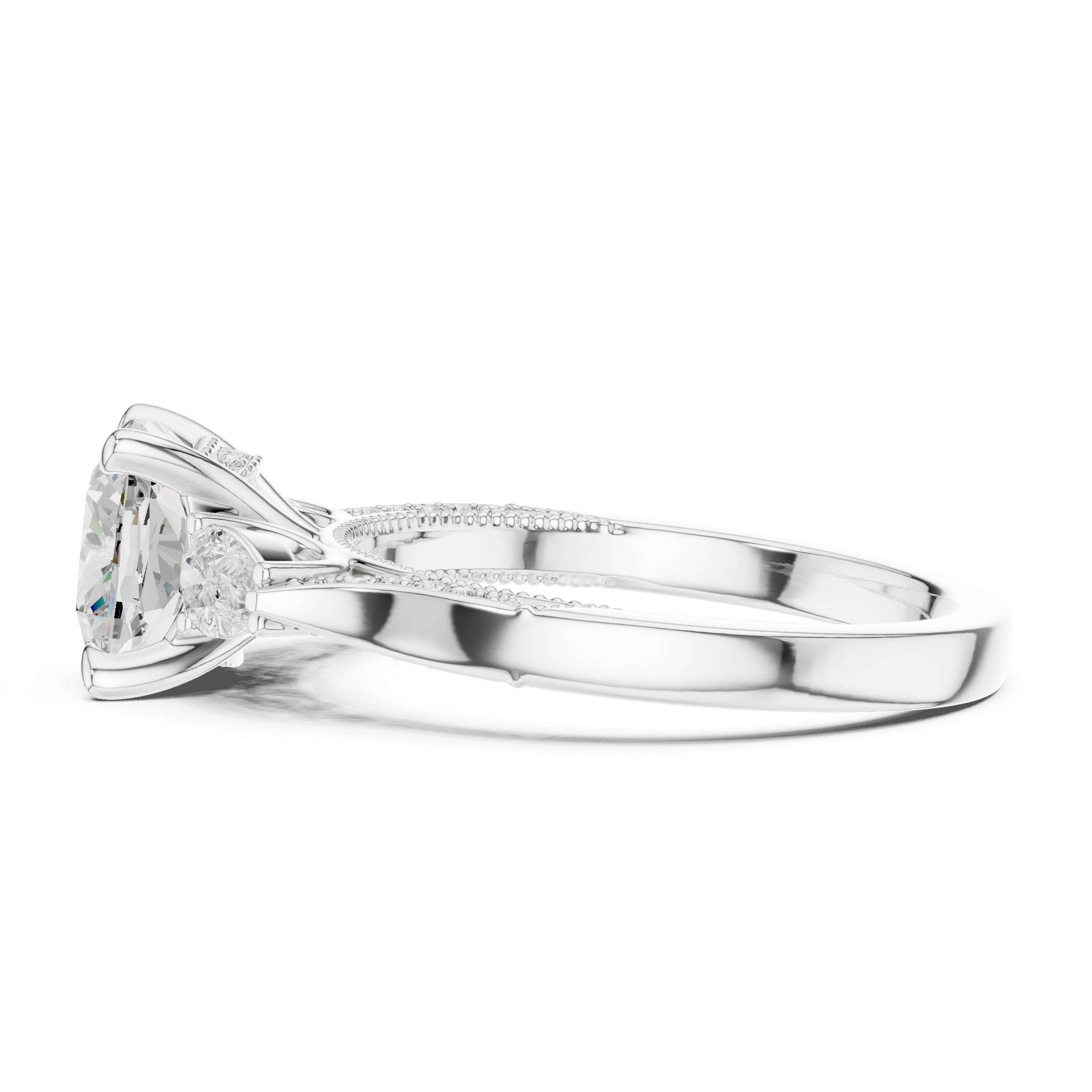 2.3 Carat Cushion Cut Moissanite Ring