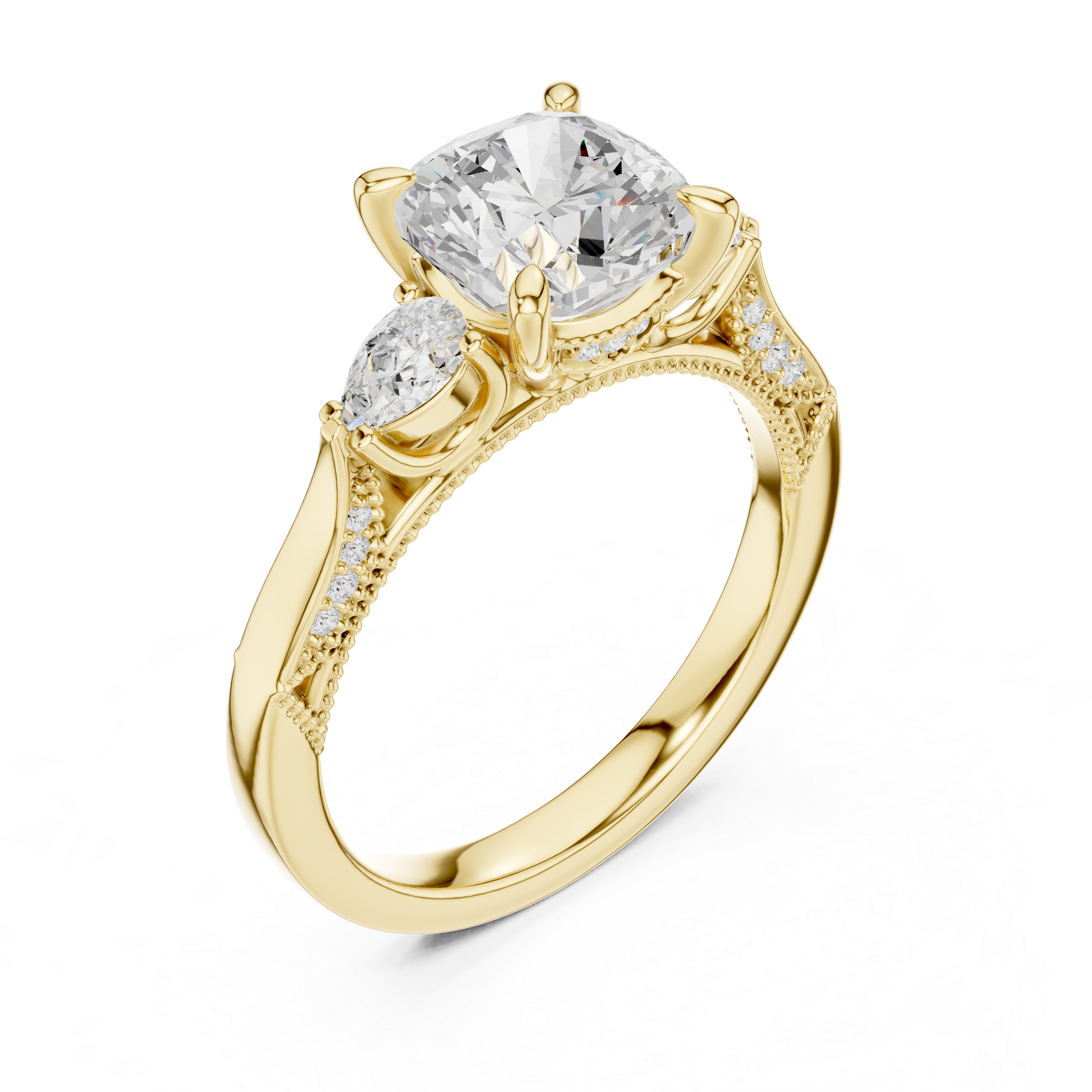 2.3 Carat Cushion Cut Moissanite Ring