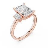 2.7 Carat Three Stone Emerald Cut Moissanite Ring