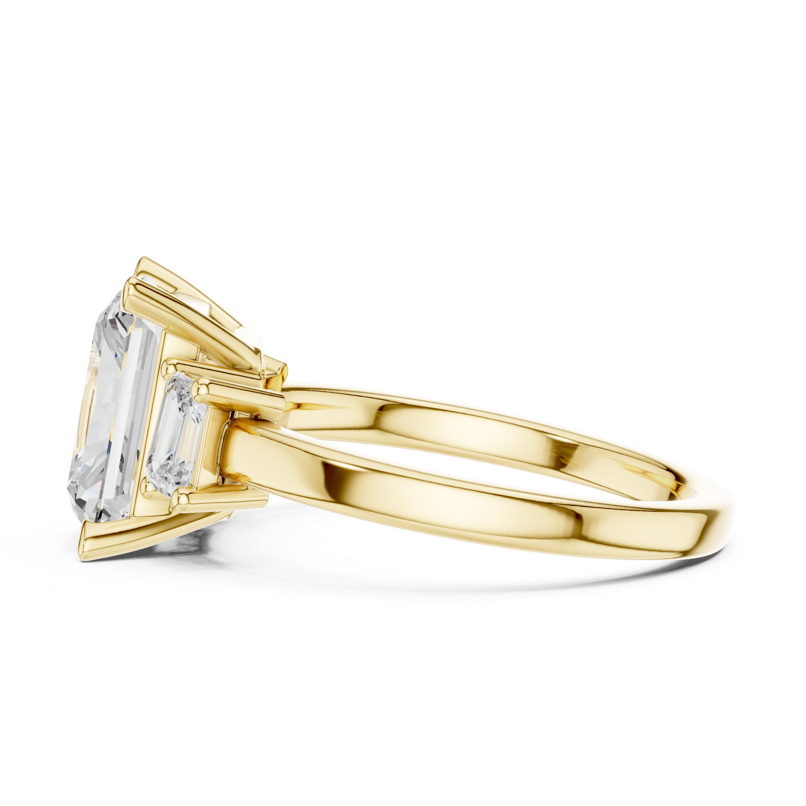 2.7 Carat Three Stone Emerald Cut Moissanite Ring