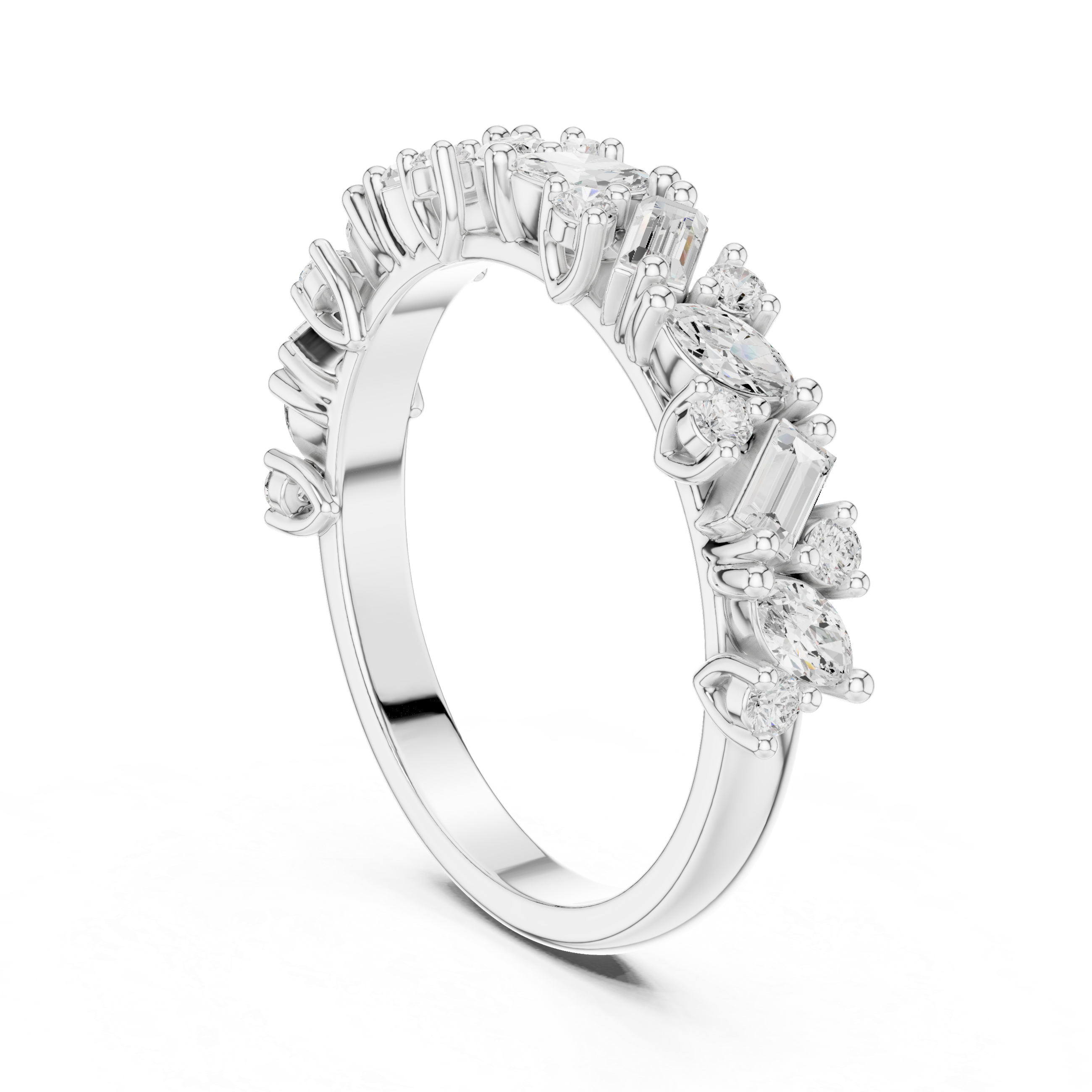 2.45 mm Marquise cut Moissanite Band