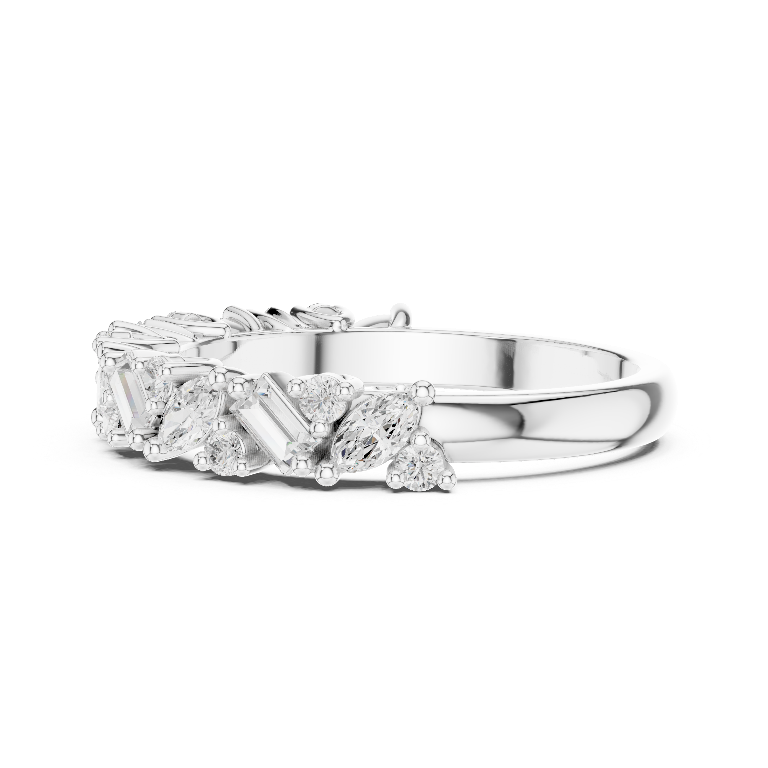 2.45 mm Marquise cut Moissanite Band