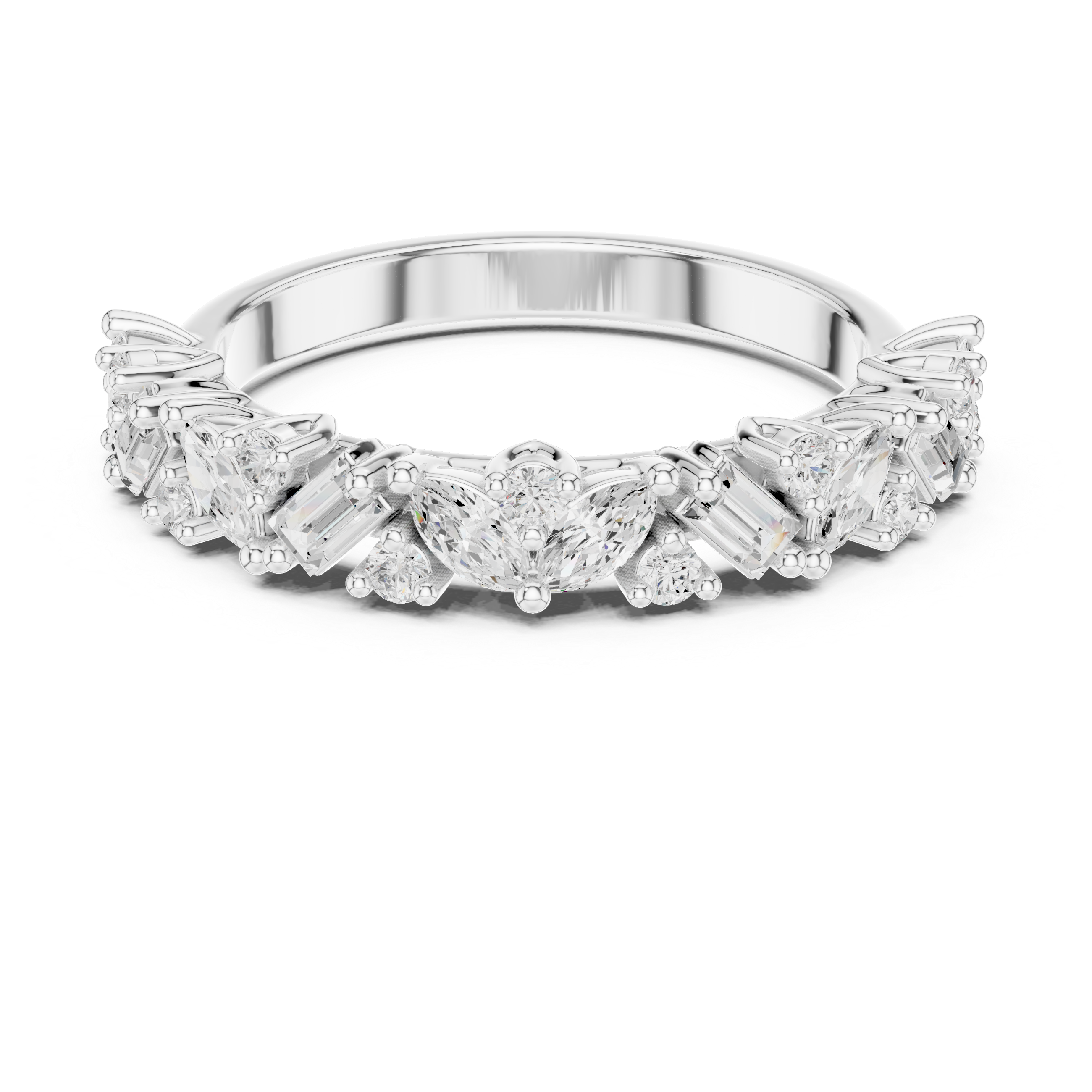 2.45 mm Marquise cut Moissanite Band