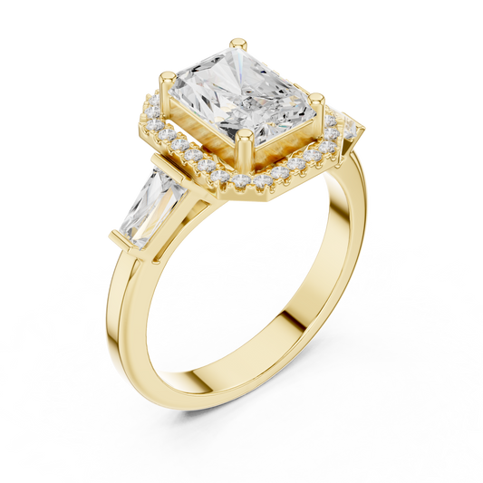 2.7 Carat Emerald Cut Moissanite Ring